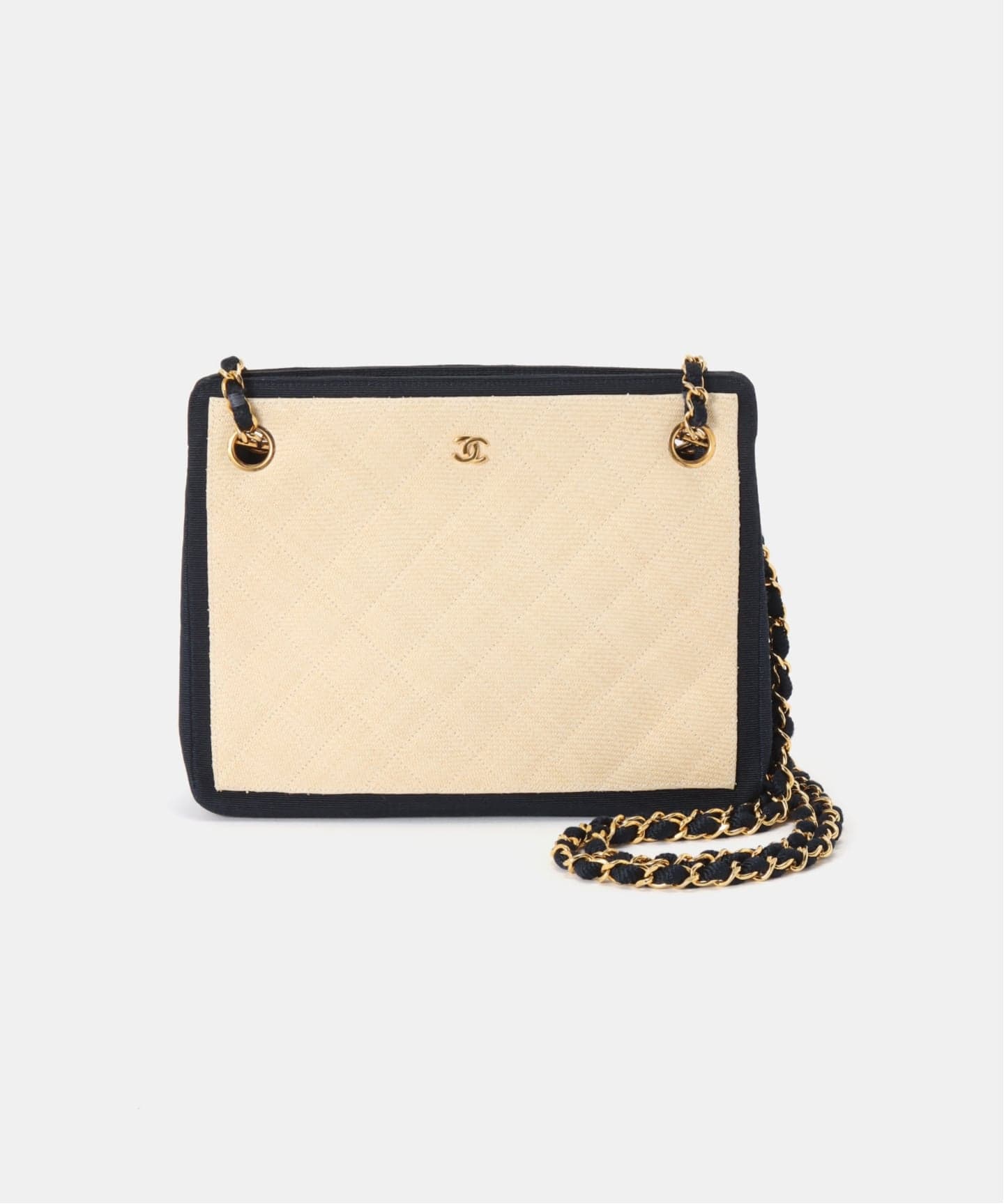VINTAGE CHANEL/シャネル】チェーンショルダーバッグ bicolor raffia