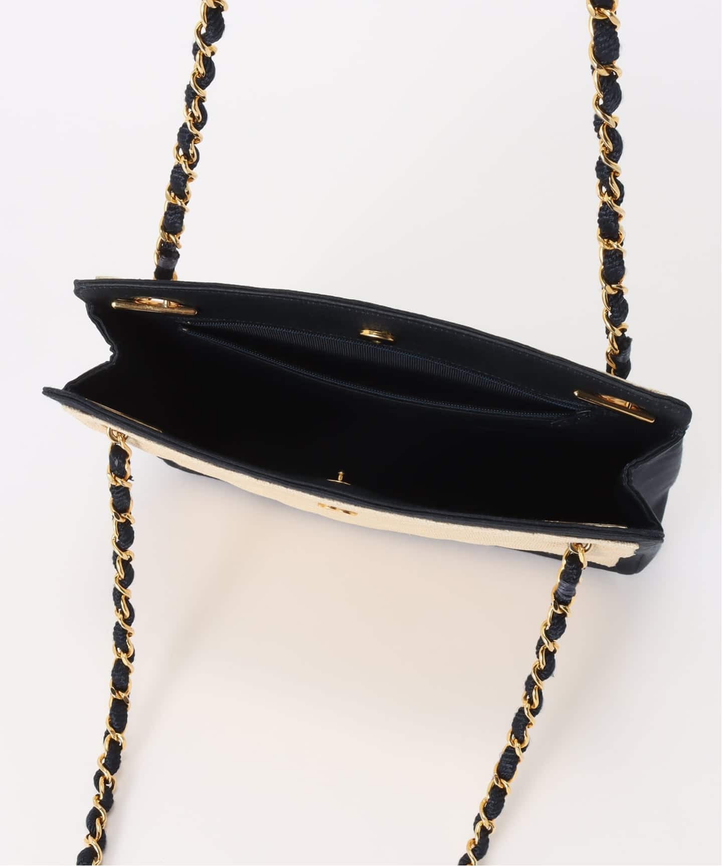 VINTAGE CHANEL/シャネル】チェーンショルダーバッグ bicolor raffia