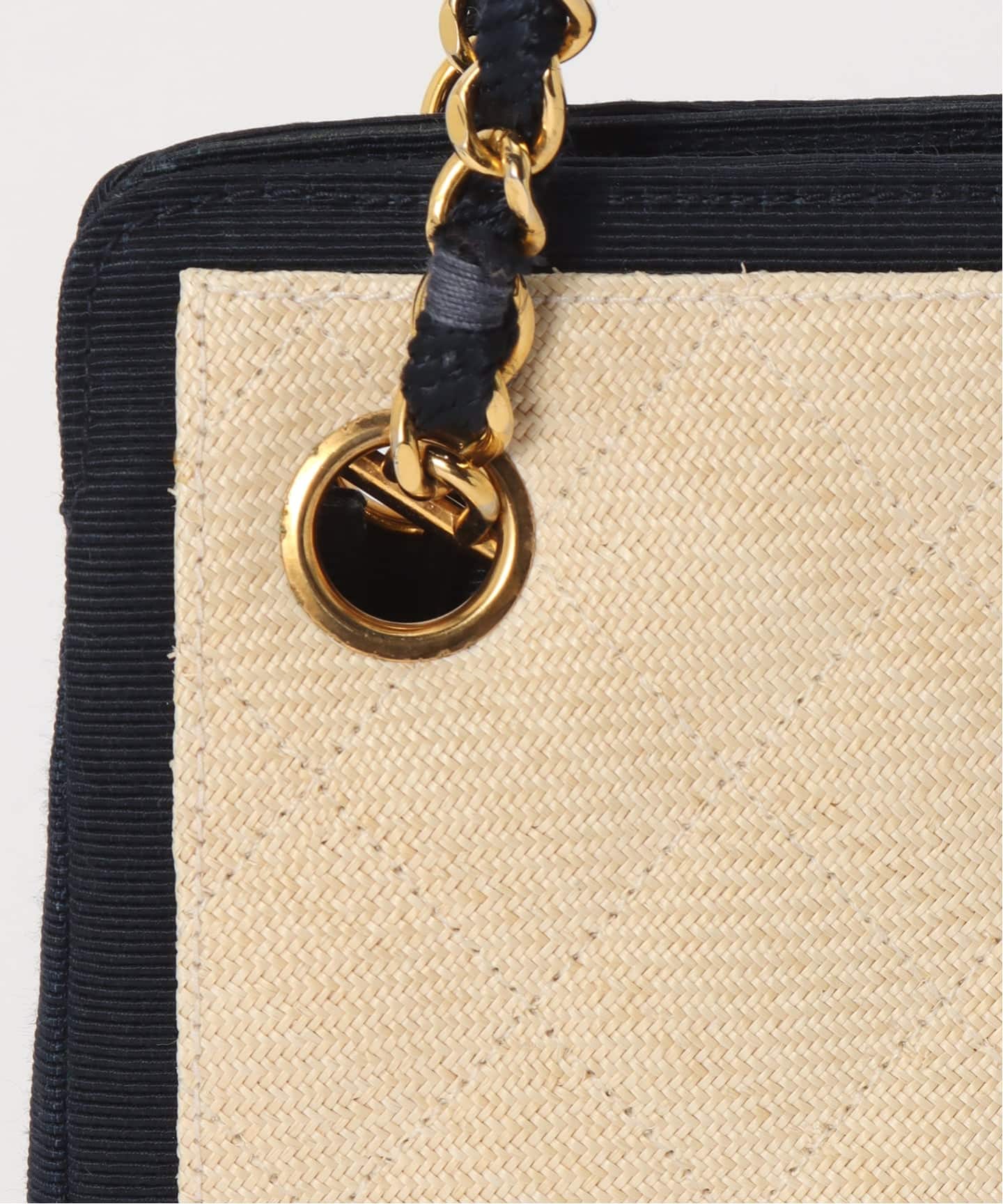 VINTAGE CHANEL/シャネル】チェーンショルダーバッグ bicolor raffia