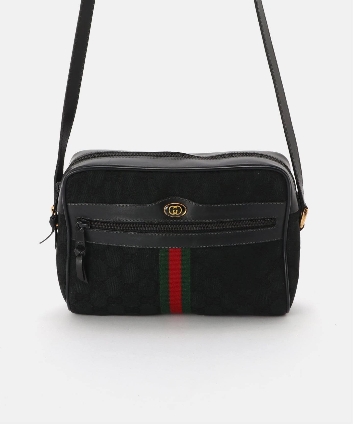 GUCCI ヴィンテージ　ショルダーバッグ ブラック VINTAGE GUCCI /グッチ】 ショルダーバッグ gg web（ショルダーバッグ
