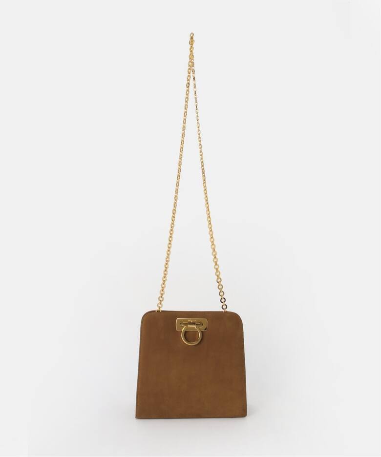VINTAGE FERRAGAMO/フェラガモ】 Gancini ショルダーバッグ suede 