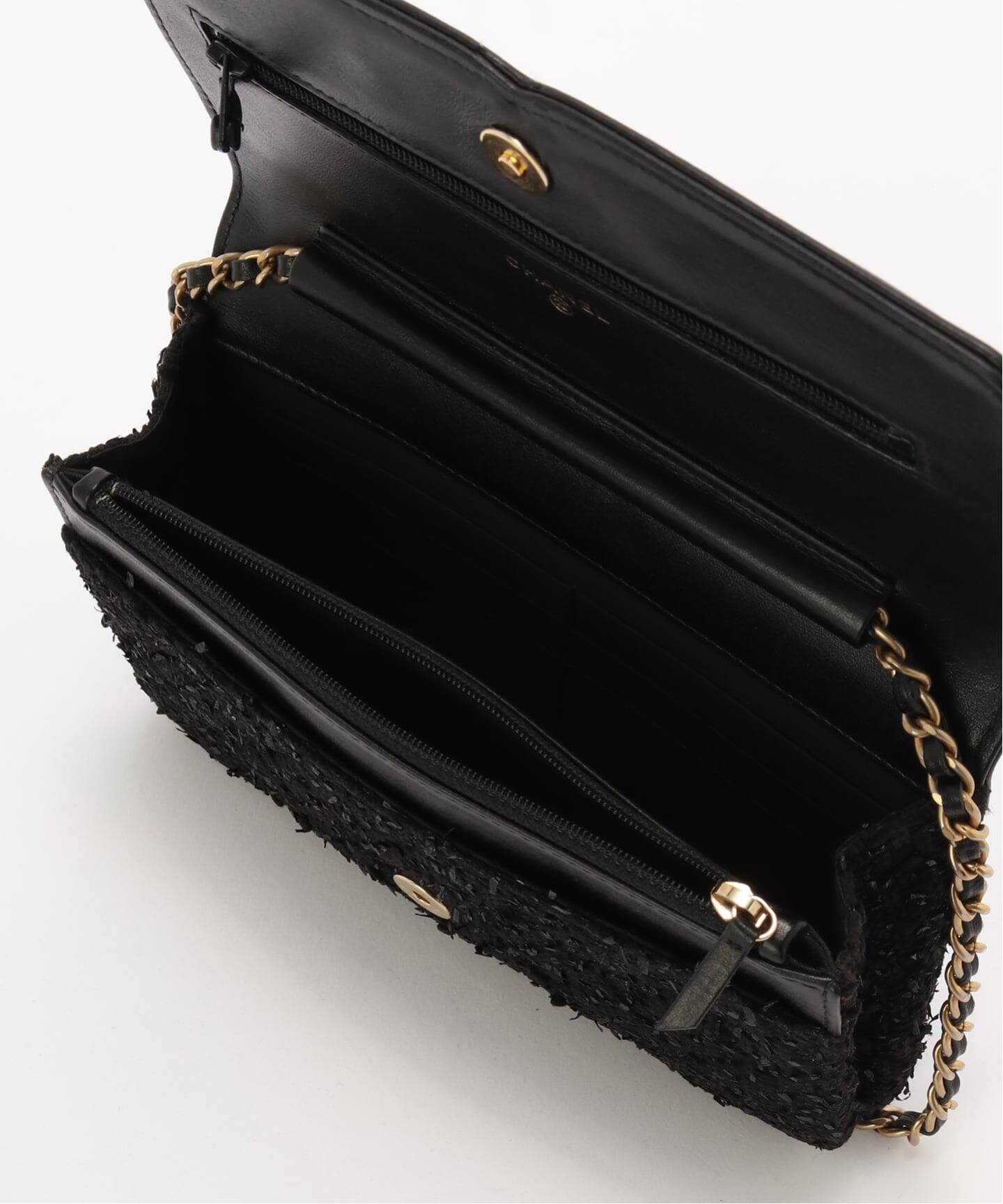 CHANEL/シャネル】CC filigree chain wallet tweed（ショルダーバッグ
