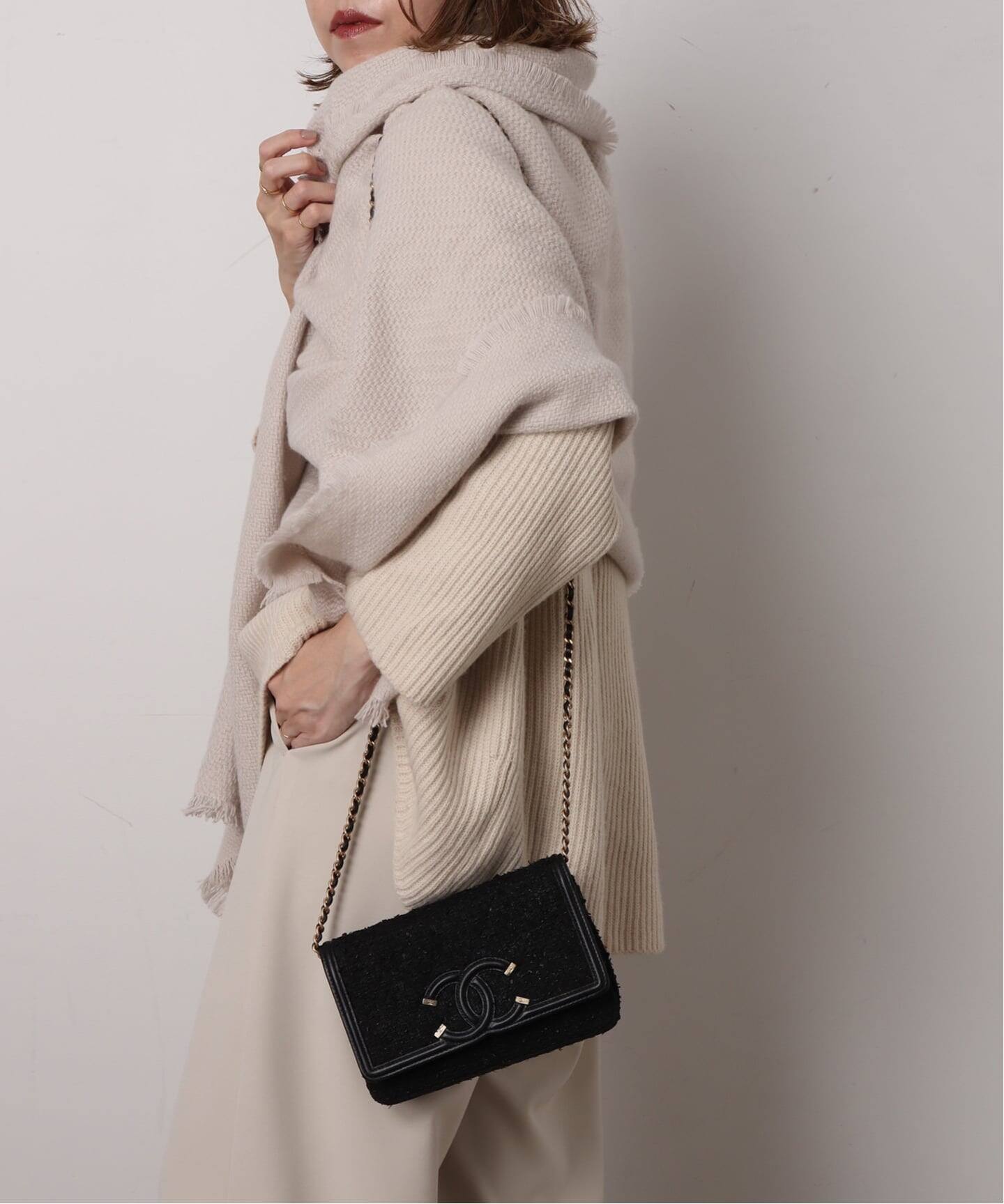 CHANEL/シャネル】CC filigree chain wallet tweed（ショルダーバッグ