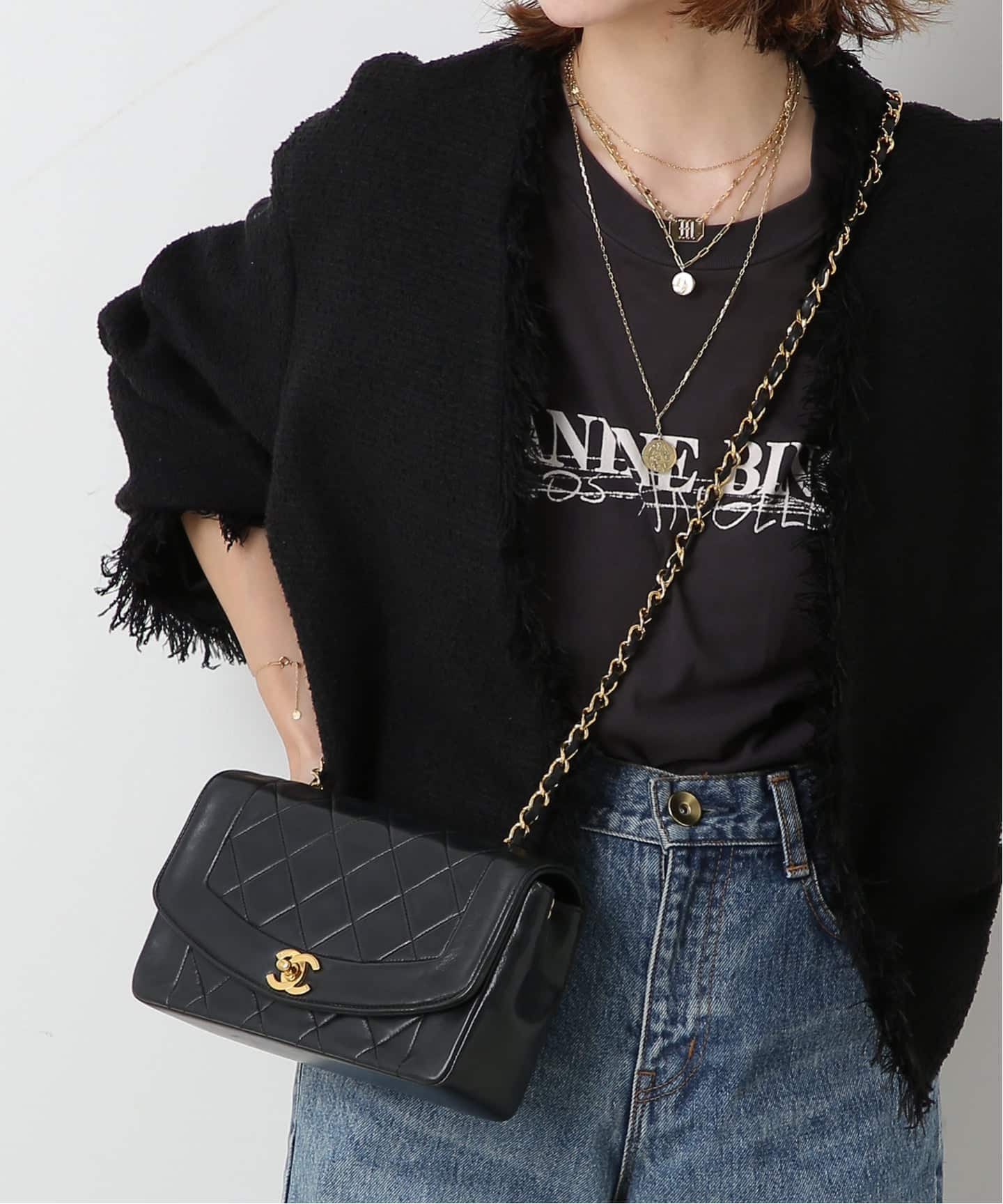 ヴィンテージシャネル⭐️CHANEL ショルダーバッグ ブラック VINTAGE CHANEL/シャネル】Matelasse ショルダーバッグ 22 diana