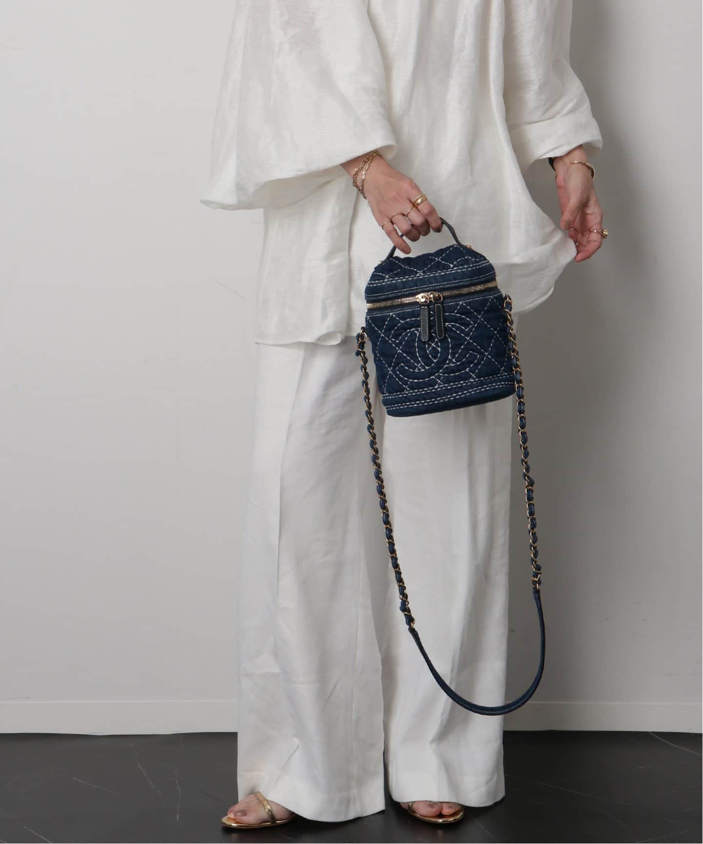 【注目！横長サイズ♢デニム】CHANEL *バニティバッグ 注目！横長サイズ♢】CHANEL *ロングバニティバッグ (CHANEL