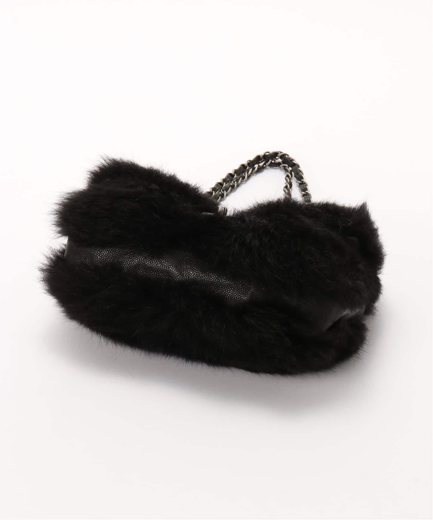 最終値下げ　CHANEL ブラック手袋 ファー付き CHANEL/シャネル】チェーンショルダー fur（ショルダーバッグ