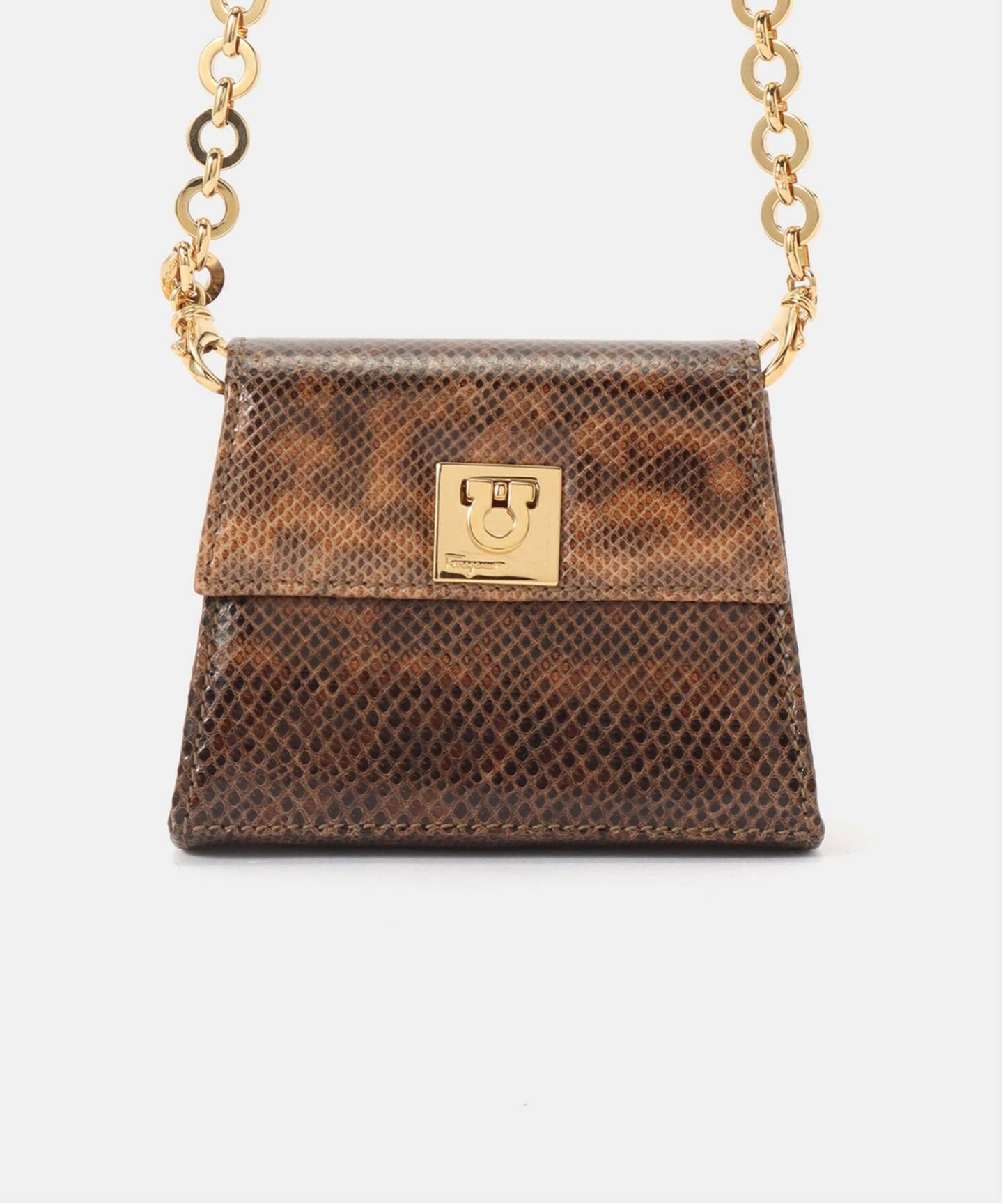 VINTAGE FERRAGAMO/フェラガモ】Gancini ミニチェーンショルダーバッグ
