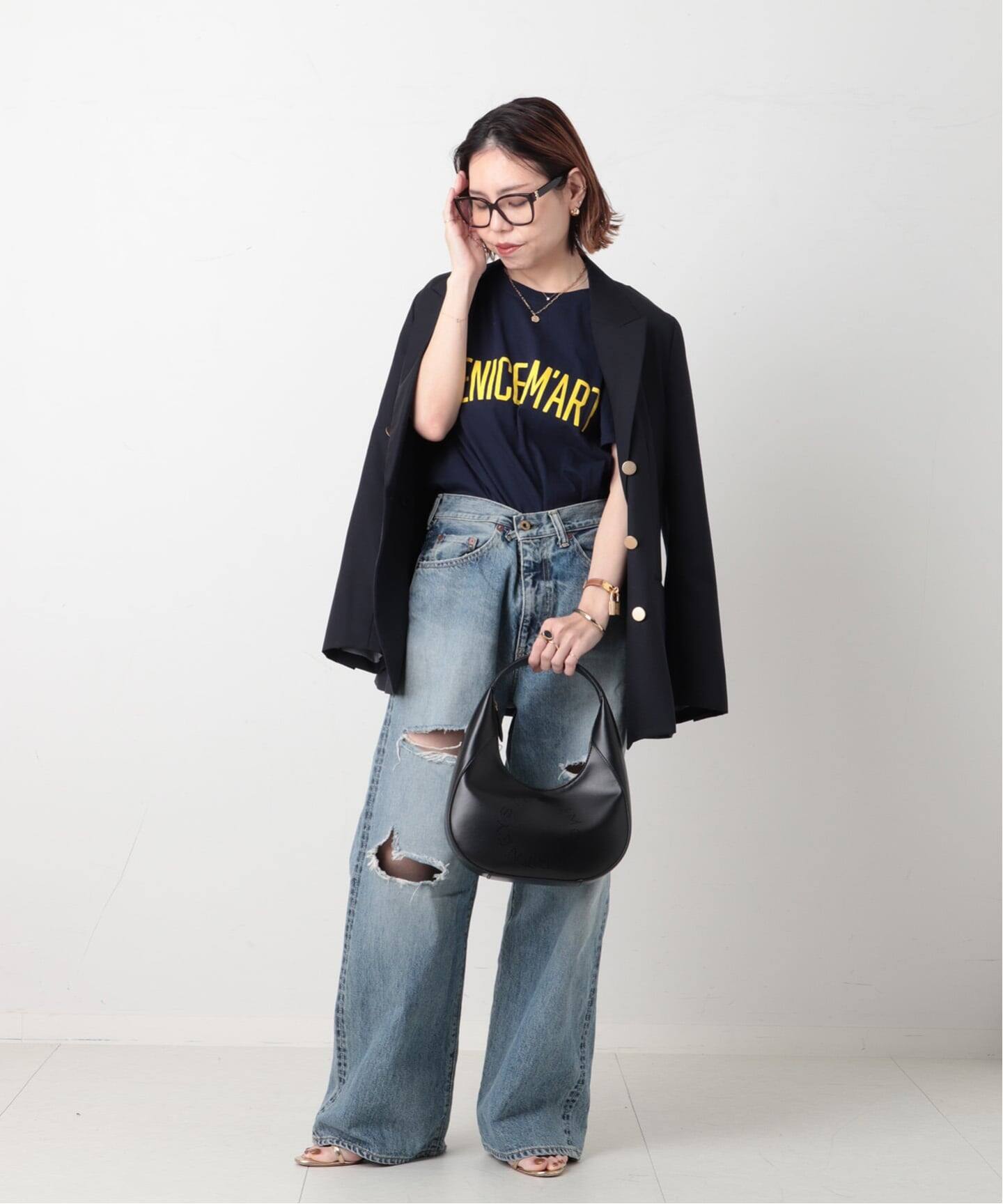 STELLA McCARTNEY/ステラ マッカートニー】Logo slouchy hobo bag