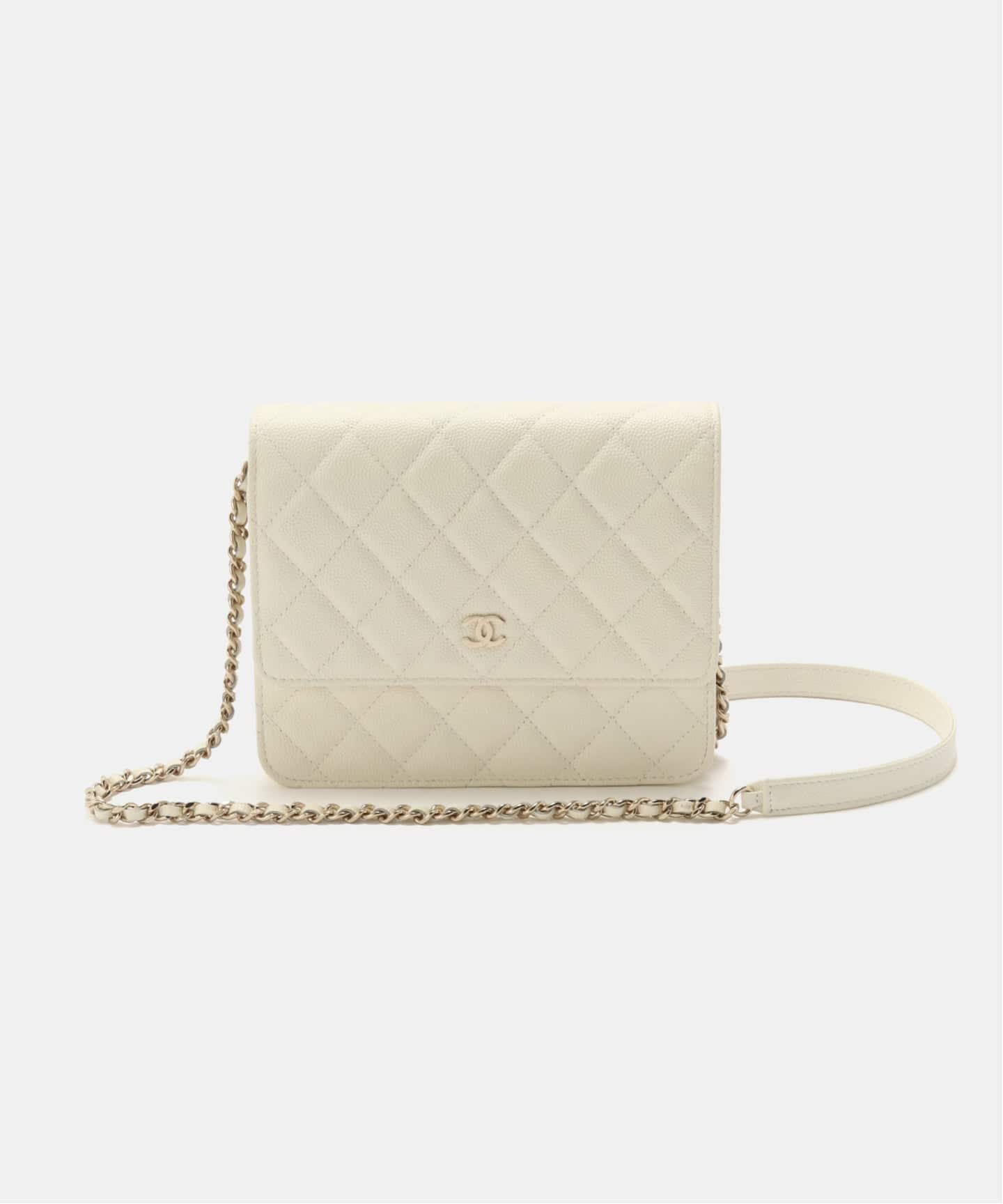 VINTAGE シャネル 長さ調節◎ チェーンウォレット ホワイト VINTAGE CHANEL/シャネル】 Matelasse チェーンウォレット