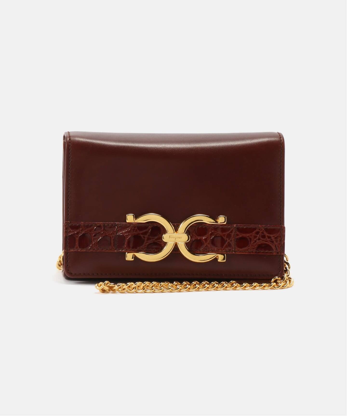 VINTAGE FERRAGAMO/フェラガモ】Gancini ミニチェーンショルダーバッグ