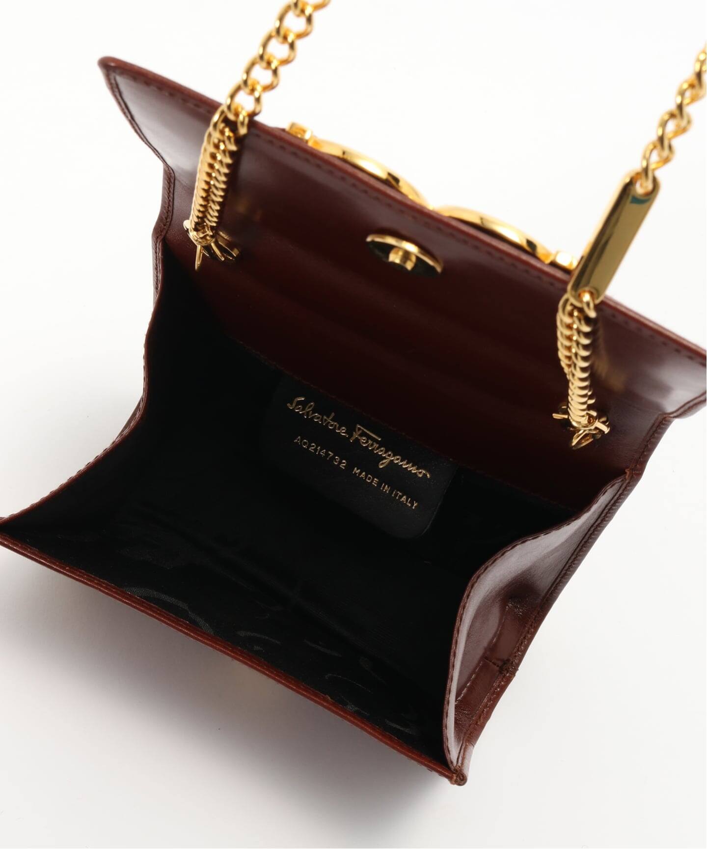 VINTAGE FERRAGAMO/フェラガモ】Gancini ミニチェーンショルダーバッグ