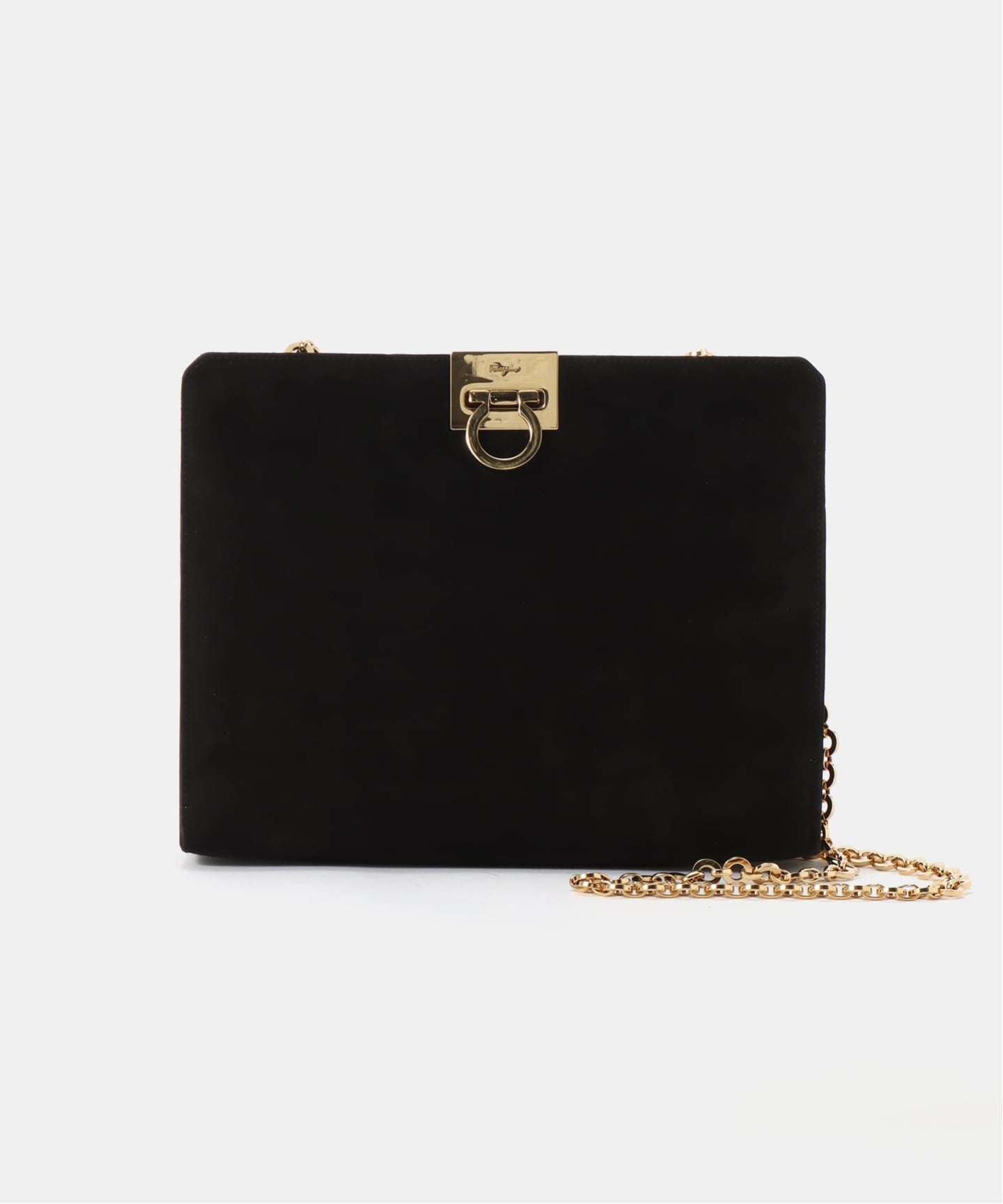 【S.Ferragamo】サルヴァトーレ・フェラガモ チェーンショルダーバッグ スエード ダークグリーン AQ-217234 /kt12004kw サルバトーレフェラガモ Salvatore Ferragamo 【Salvatore Ferragamo