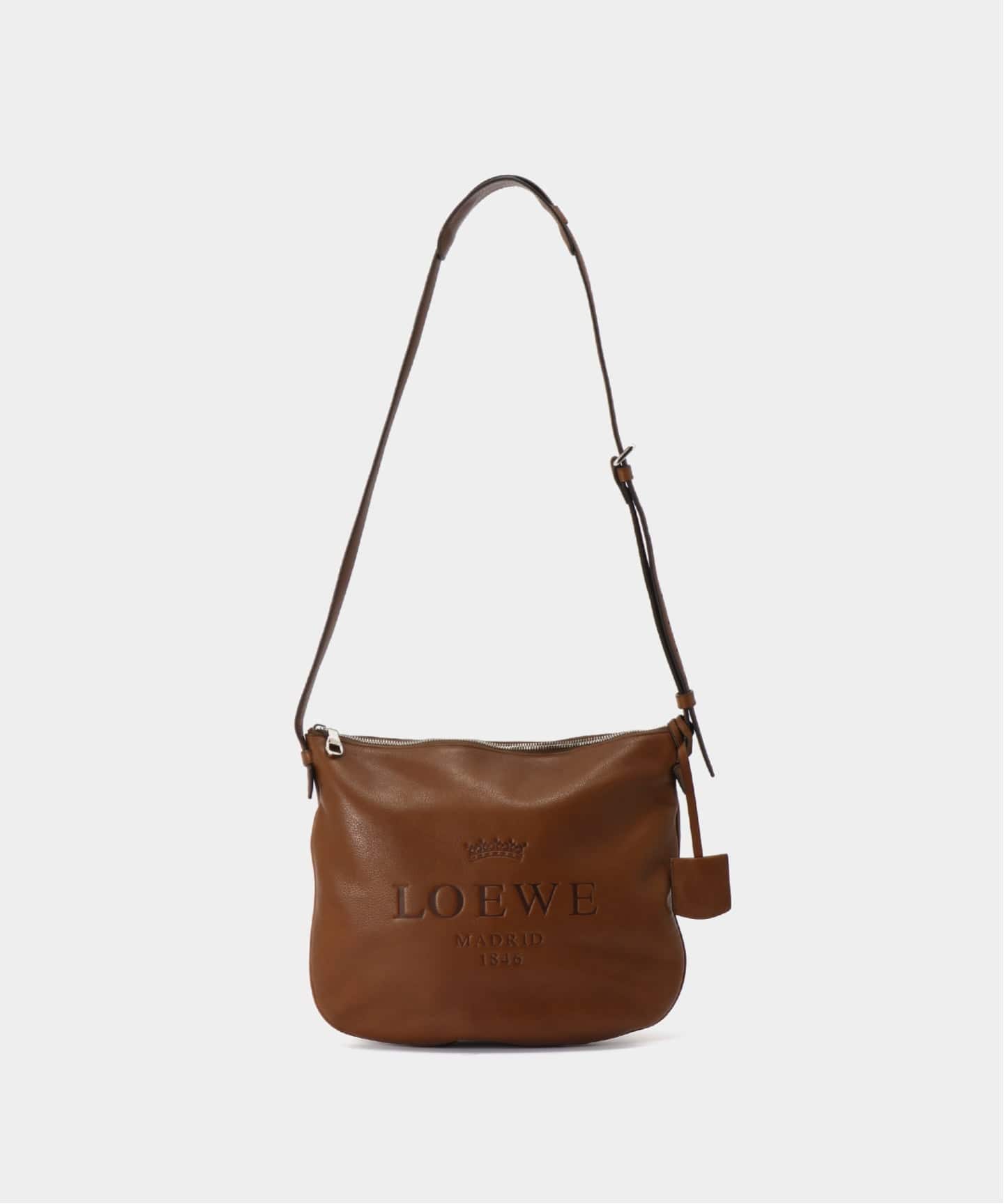 【美品】 ロエベ ヘリテージ ショルダーバッグ サッチェル ダークブラウン 美品】 ロエベ ヘリテージ ショルダーバッグ サッチェル ダーク