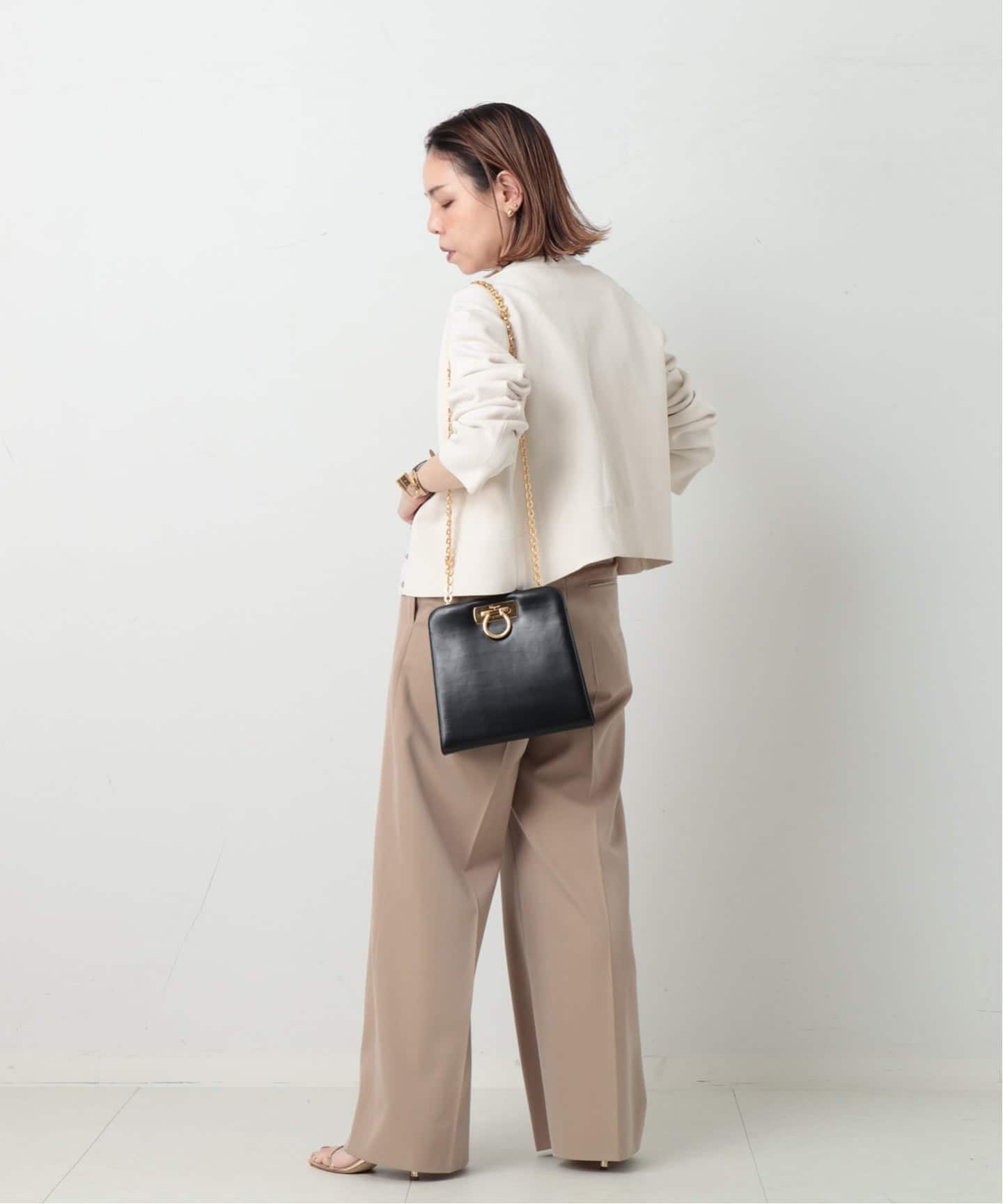 VINTAGE FERRAGAMO/フェラガモ】Gancini チェーンショルダーバッグ