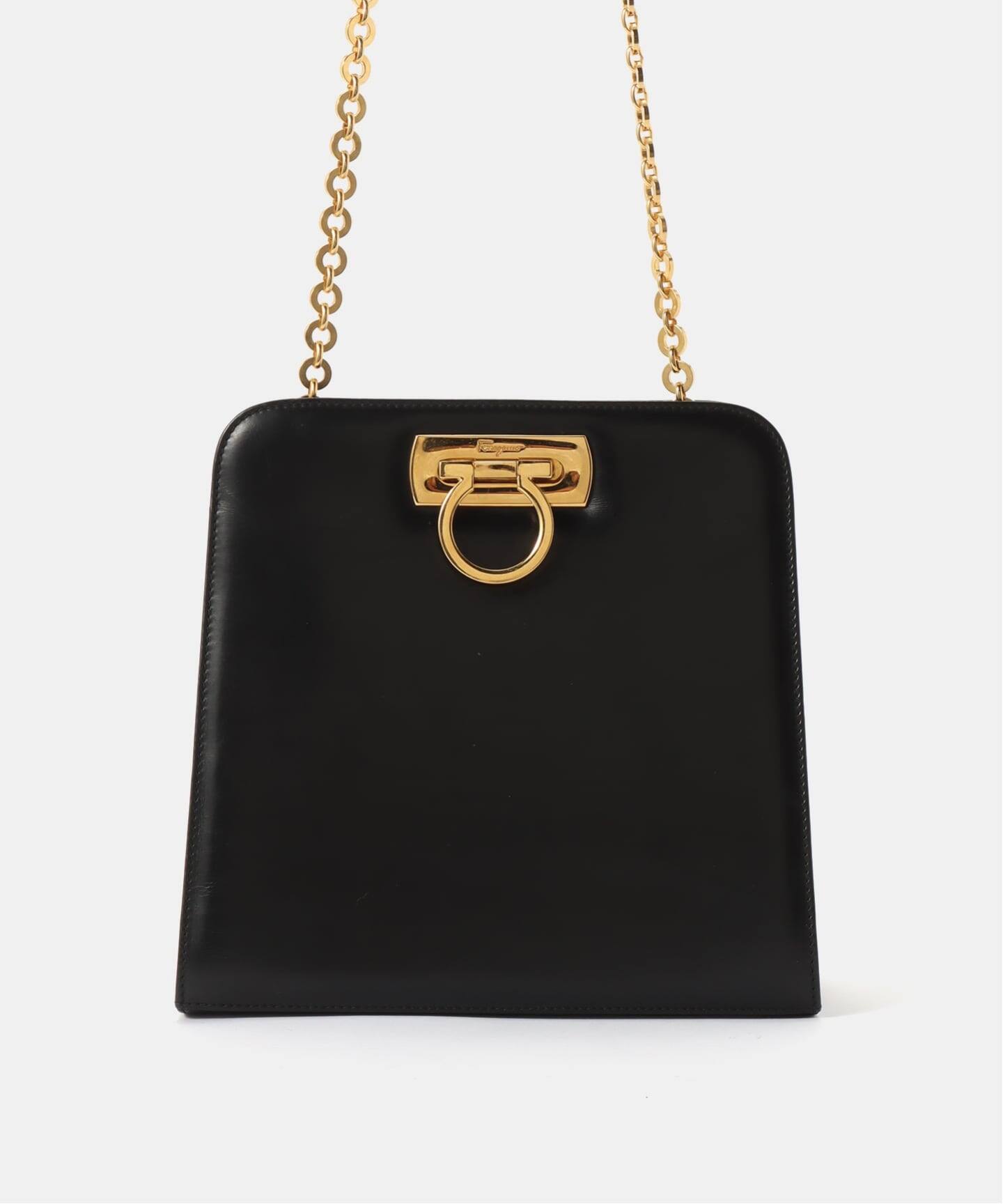 VINTAGE FERRAGAMO/フェラガモ】Gancini チェーンショルダーバッグ