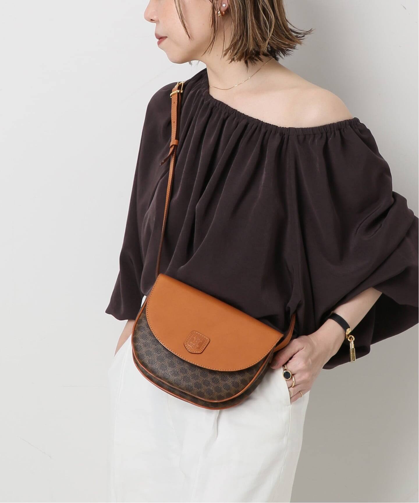 VINTAGE CELINE/セリーヌ】マカダム ショルダーバッグ（ショルダー