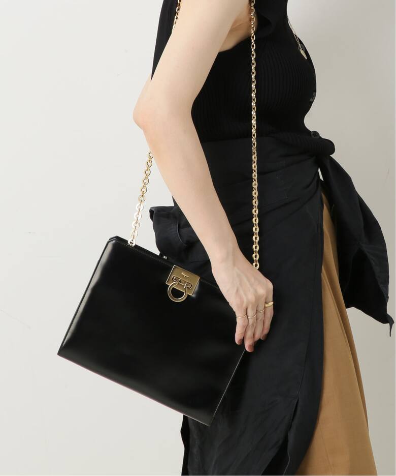 VINTAGE FERRAGAMO/フェラガモ】Gancini チェーンショルダーバッグ 