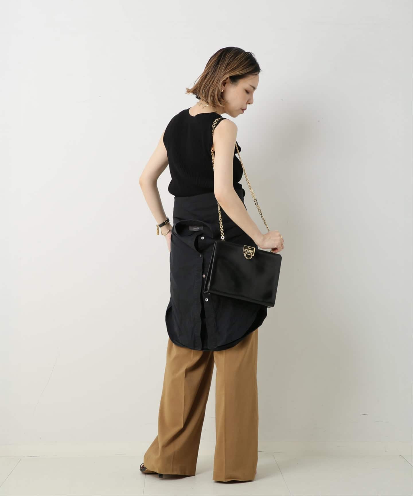 VINTAGE FERRAGAMO/フェラガモ】Gancini チェーンショルダーバッグ