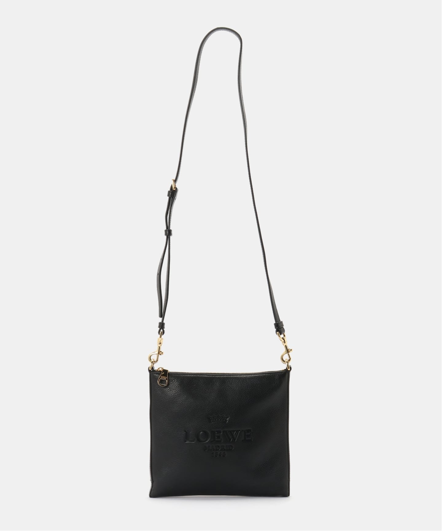 LOEWE ショルダーバッグ　ヴィンテージ LOEWE ロエベ ショルダーバッグ ブラック ロゴ レザー vintage