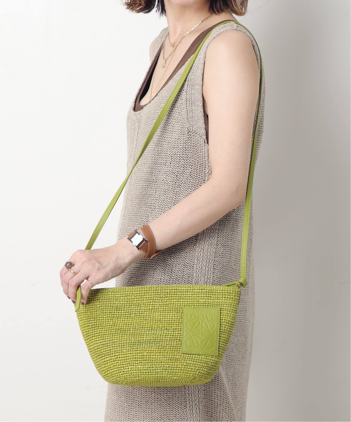 VINTAGE LOEWE/ロエベ】Slit pochette bag raffia（ショルダーバッグ