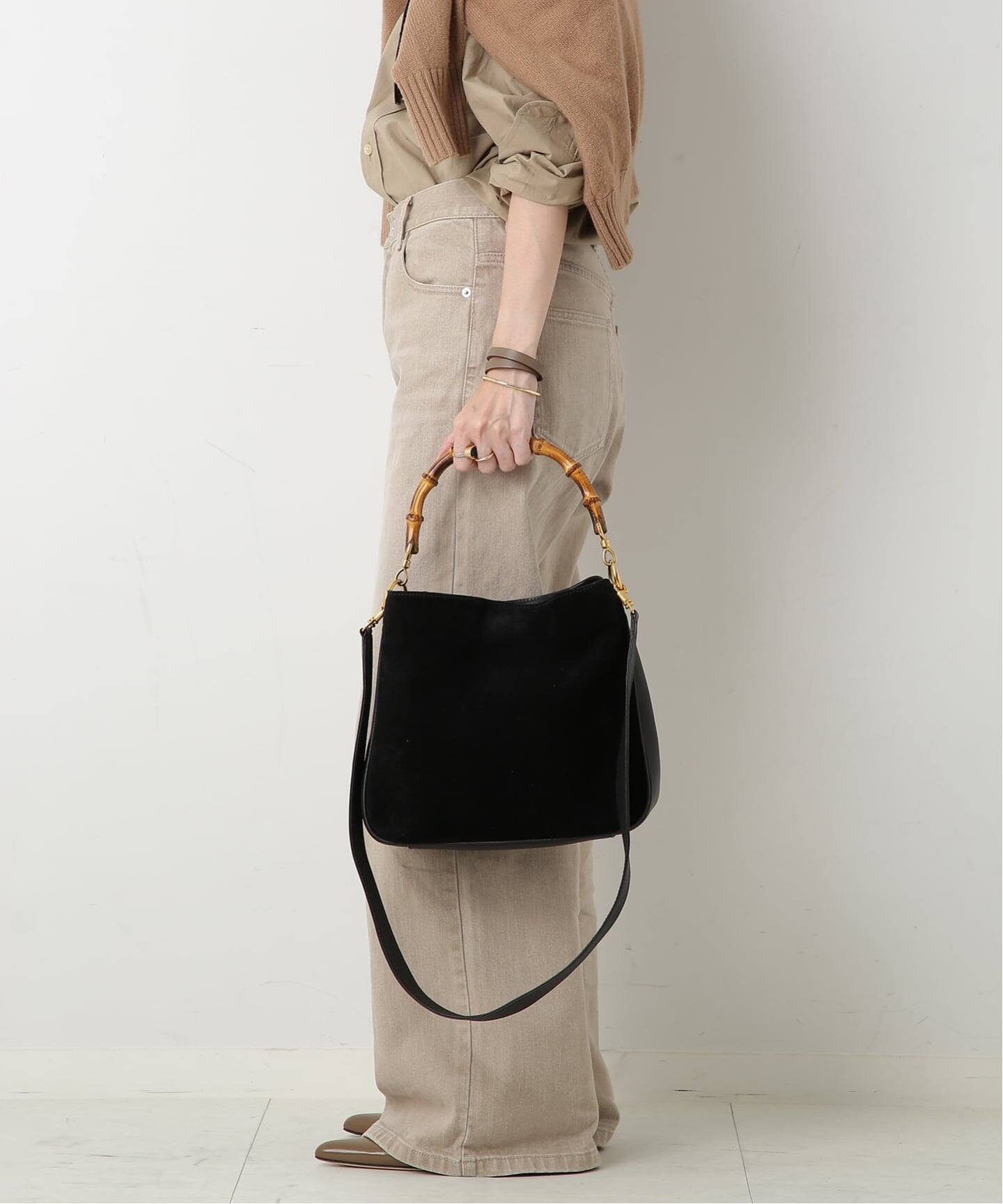 VINTAGE GUCCI/グッチ】Bamboo ショルダーバッグ 2way suede 