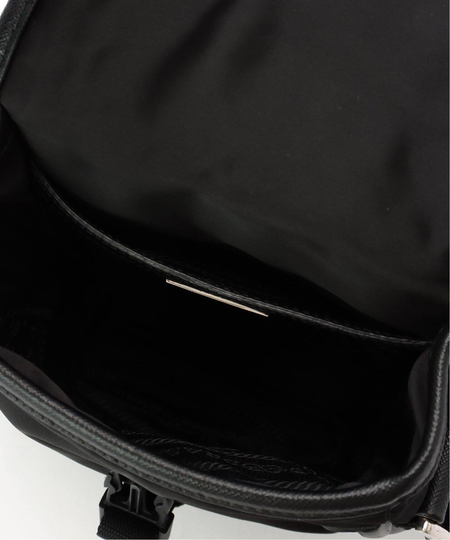 ［VINTAGE] PRADA レザー ショルダーバッグ ブラック★Aランク PRADA ナイロンレザーコンビロゴプレートショルダーバッグ