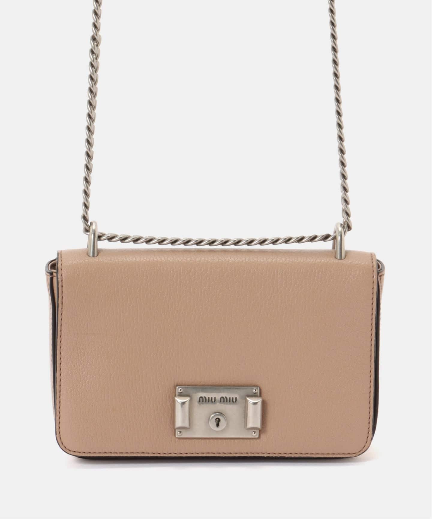 Miu Miu ベージュ ショルダーバッグ 保存袋付き MIU MIU/ミュウミュウ】shoulder chain bag（ショルダーバッグ