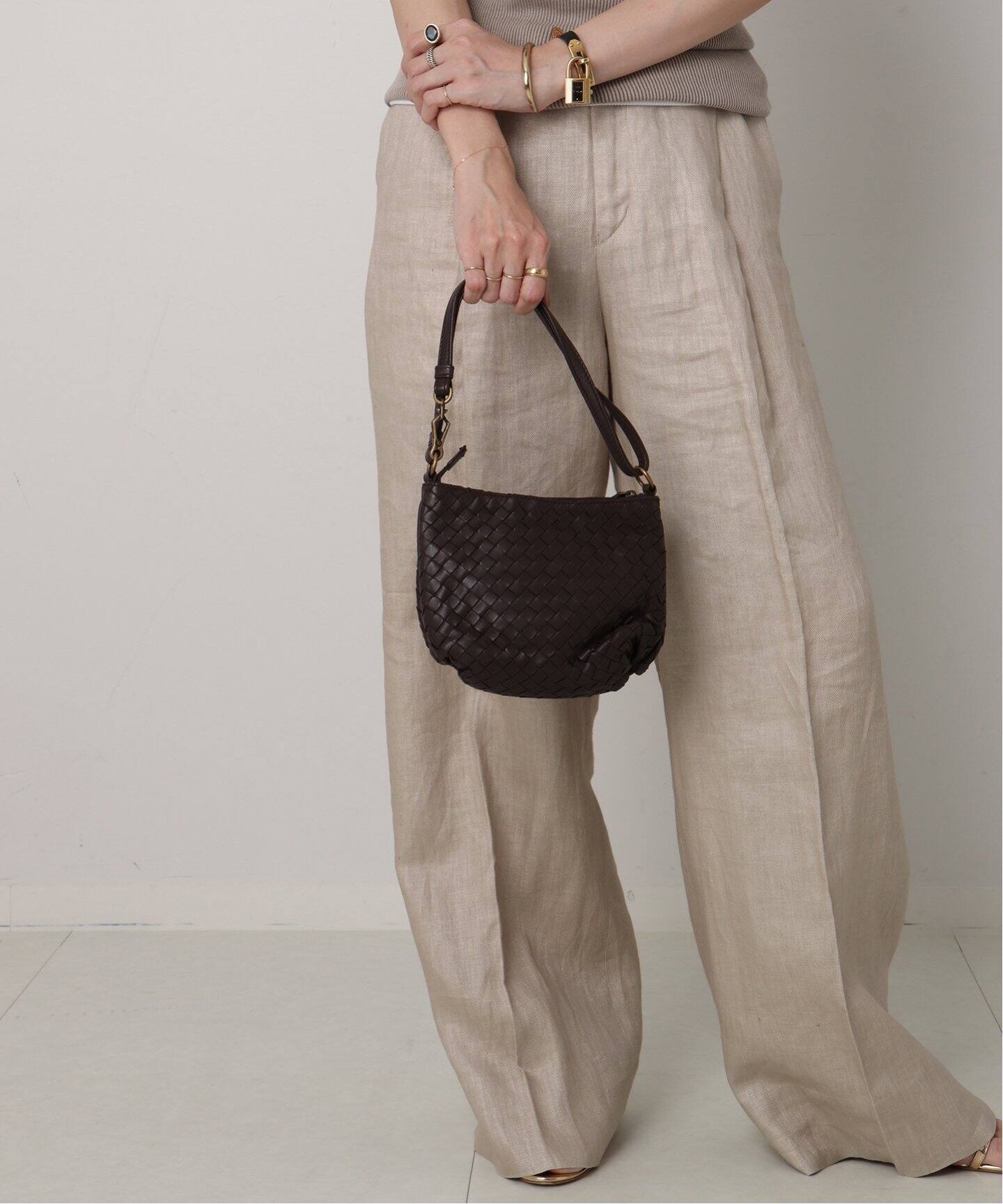ボッテガヴェネタ BOTTEGA VENETA セミショルダーバッグ レザー 茶 VINTAGE BOTTEGA VENETA/ボッテガ ヴェネタ】セミショルダーバッグ