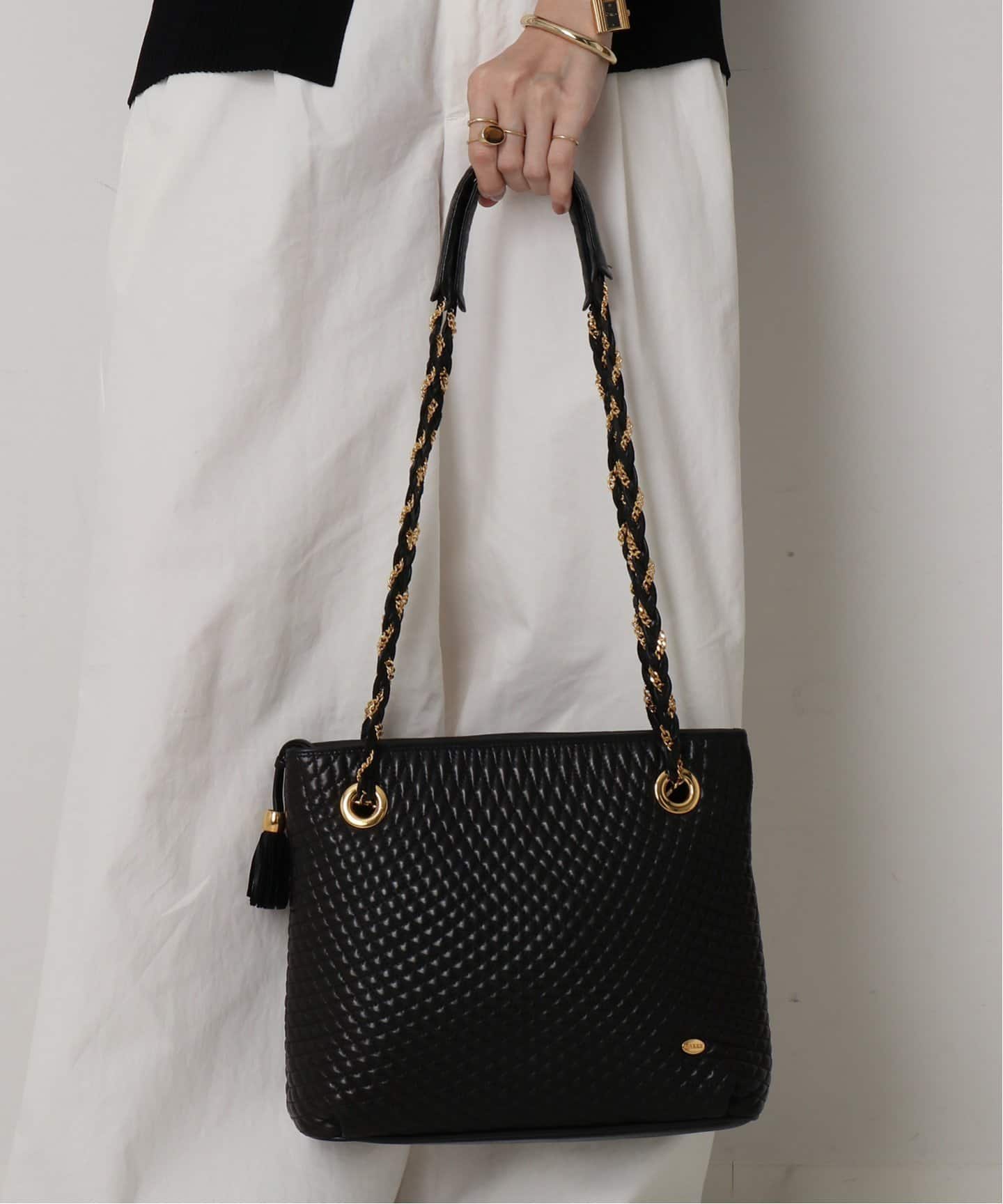 BALLY　フォーマル　ハンドバッグ　チェーンハンドル　ボルドー　仏製　希少 VINTAGE BALLY/バリー】チェーンセミショルダーバッグ