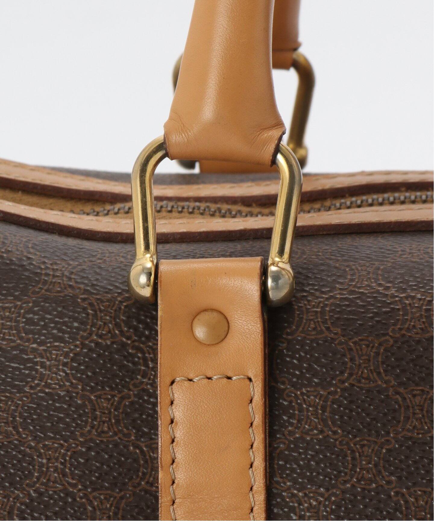 美品 CELINE セリーヌ ボストンバッグ マカダム 鍵付き 美品】セリーヌ ボストンバッグ 黒マカダム トリオンフ 鍵