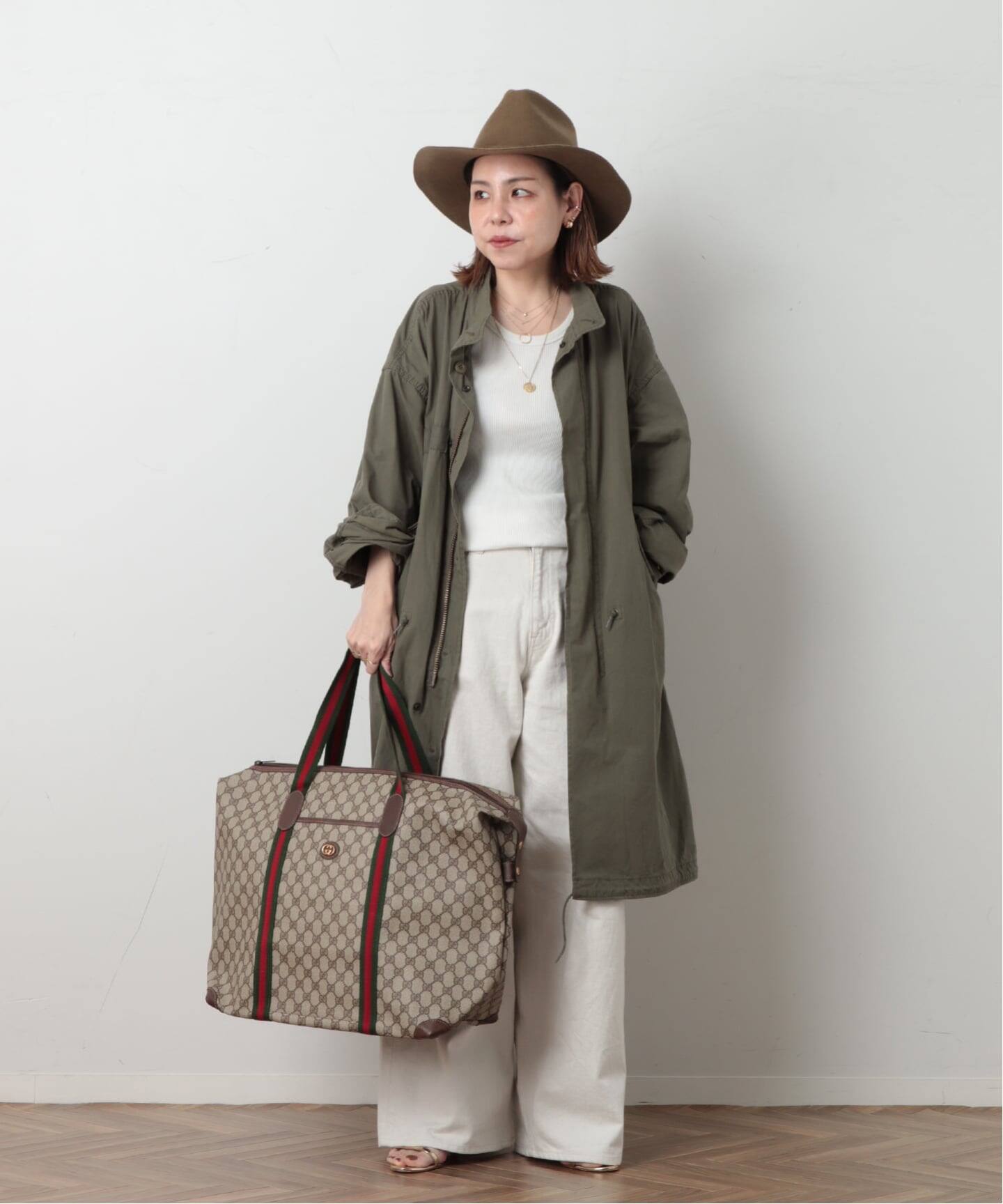 VINTAGE GUCCI/グッチ】ボストンバッグ large gg web（ボストンバッグ