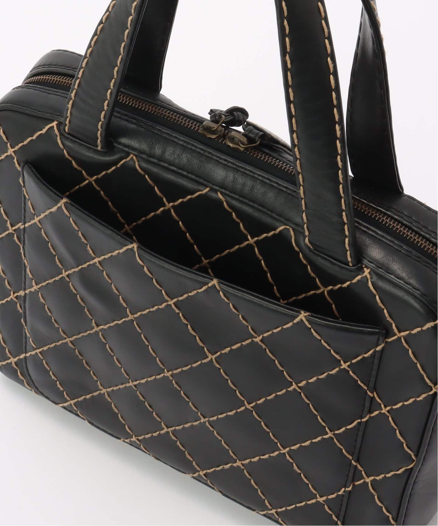 ✨美品 鑑定済✨CHANEL ワイルドステッチ ハンドバッグ ミニボストン 黒 シャネル(CHANEL)シャネル ワイルドステッチ ハンドバッグ