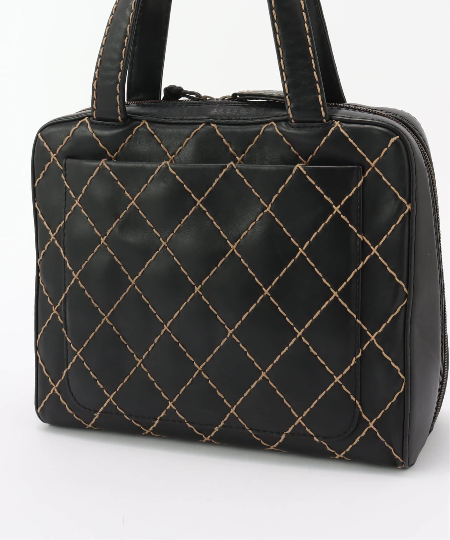 CHANEL ボストンバッグ CHANEL カンボンライン ボストンバッグ ブラック×ホワイト