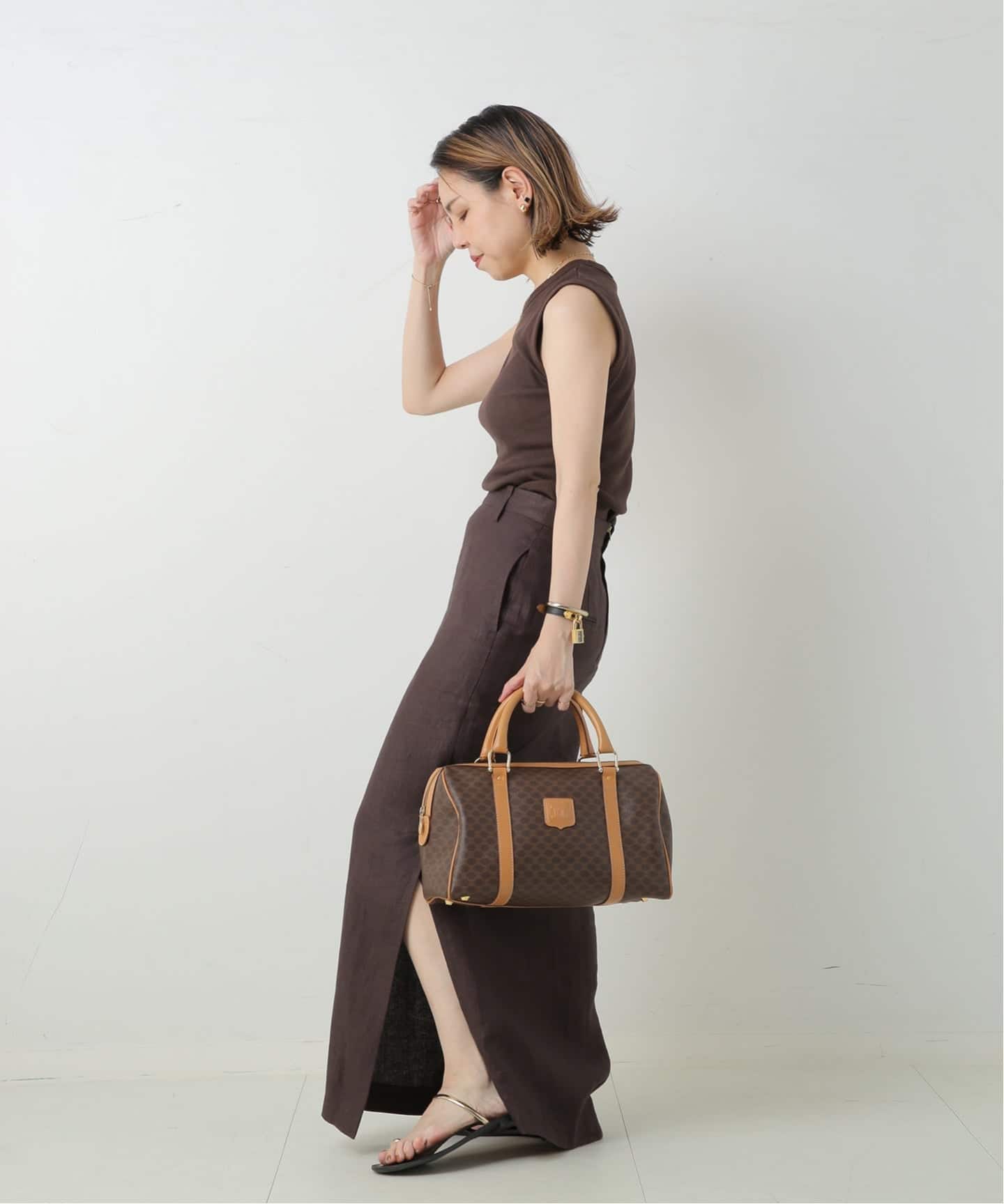 CELINE ボストンバッグ・旅行用バッグ・ブラウン・レザー VINTAGE CELINE/セリーヌ】ボストンバッグ 30 macadam（ボストンバッグ