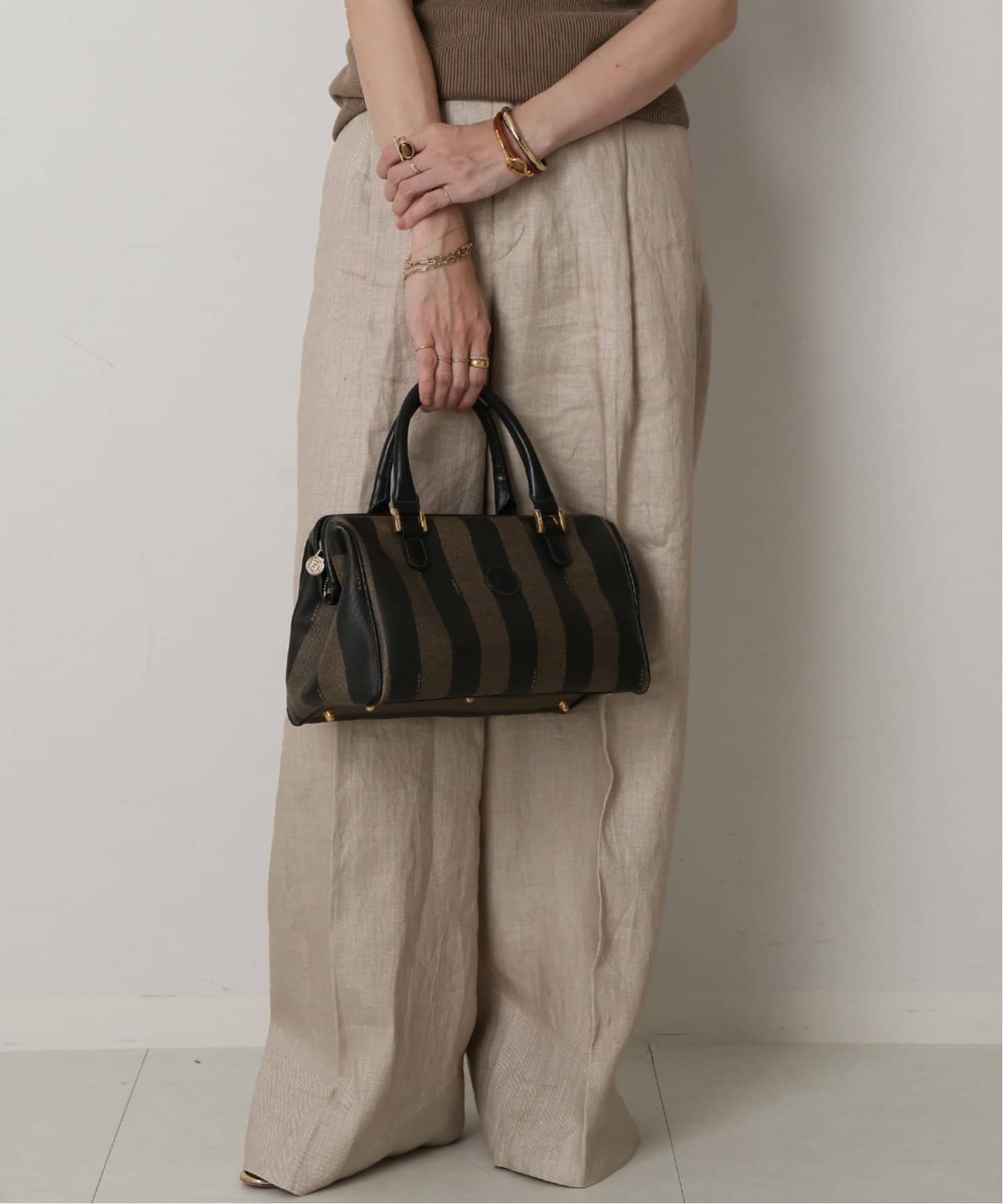 Fendi ボストンバッグ 大容量 ベージュ・ブラック Fendi ボストン