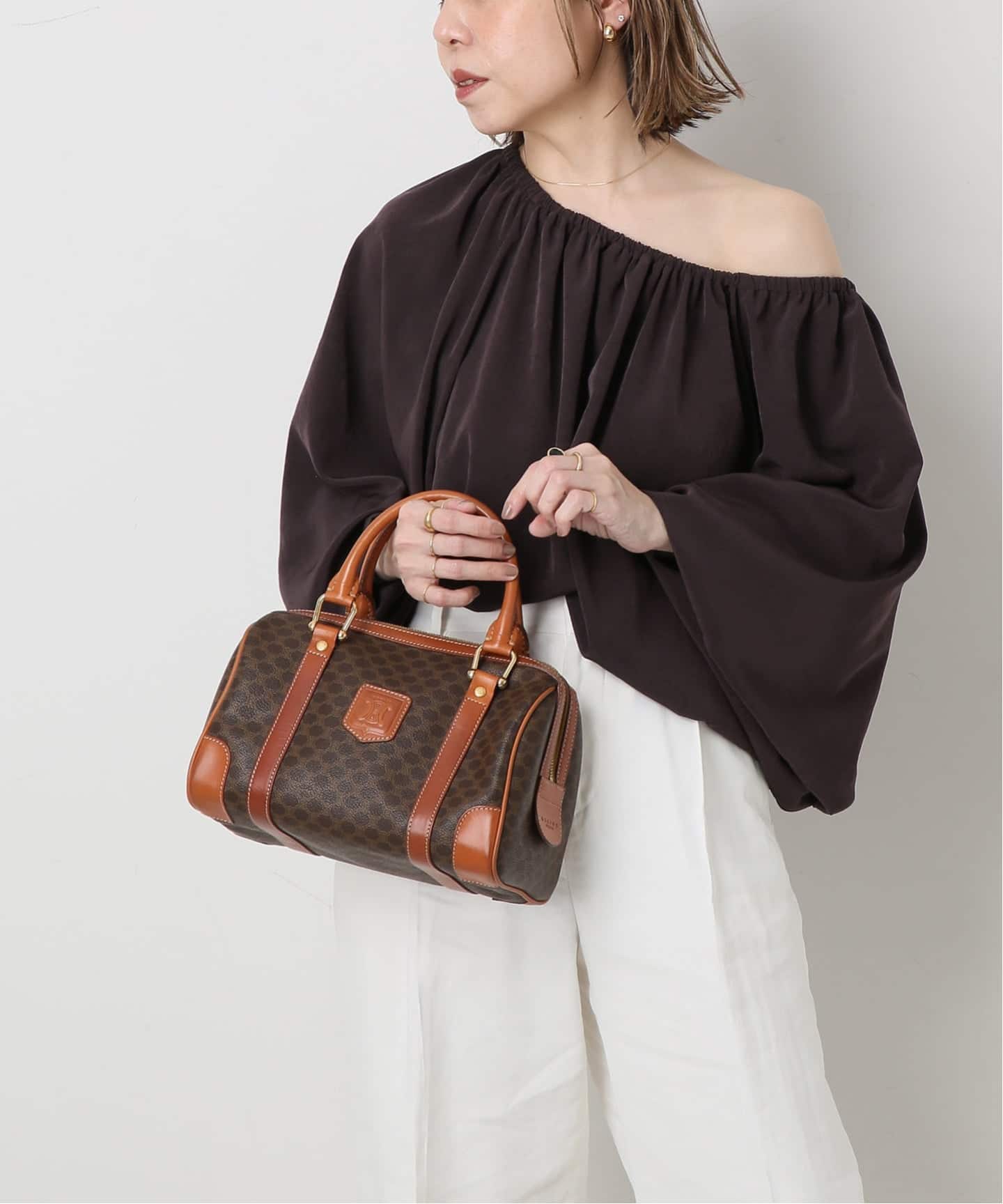 VINTAGE CELINE/セリーヌ】マカダム ボストンバッグ 25（ボストン