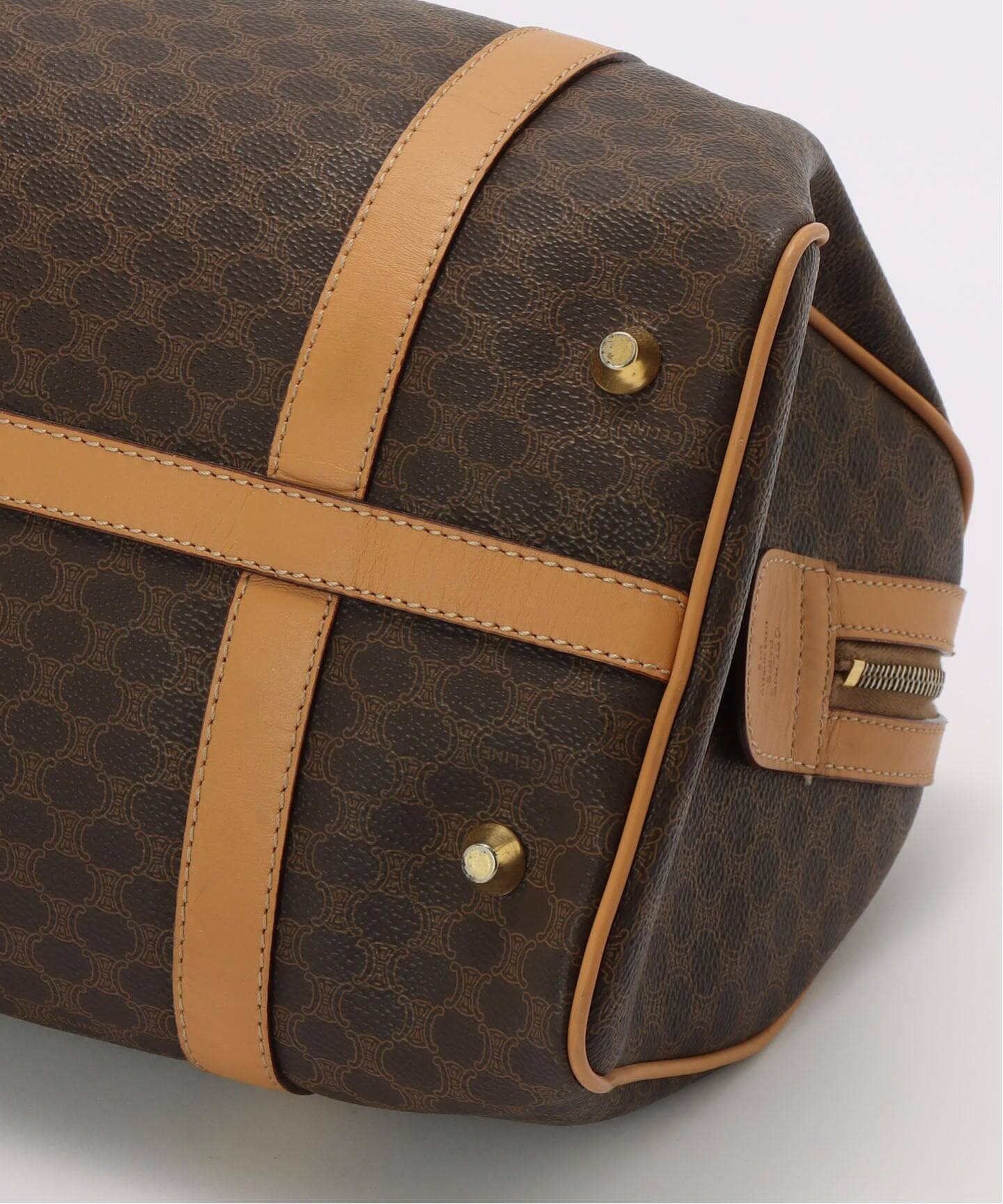 希少【CELINE】ブラウン レザー MACADAM ボストンバッグ VINTAGE CELINE/セリーヌ】macadam ボストンバッグ 31（ボストン