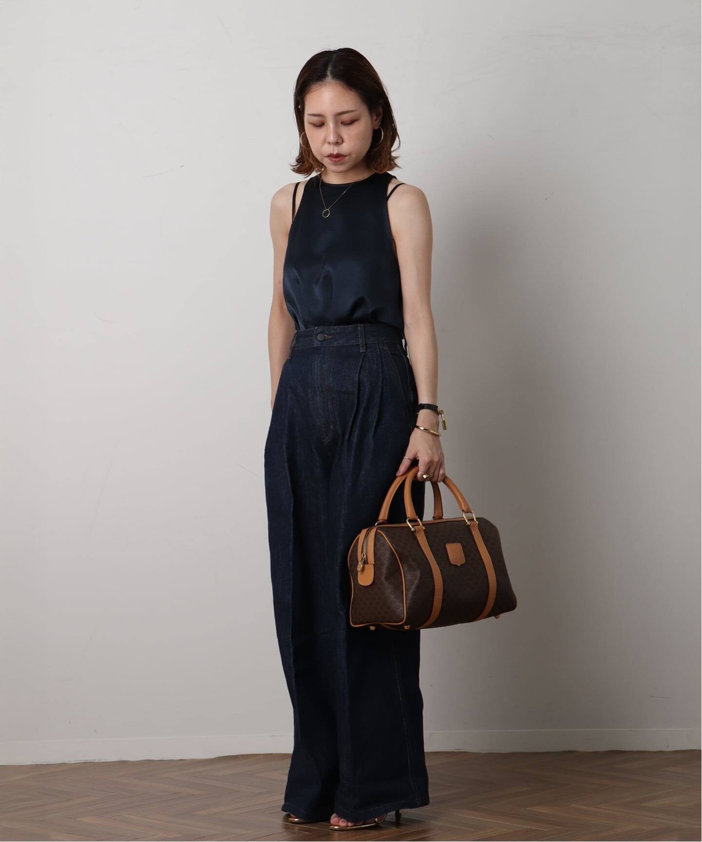 希少　vintage CELINE 黒　ネイビー　マカダム　　ボストン VINTAGE CELINE/セリーヌ】macadam ボストンバッグ 31（ボストン