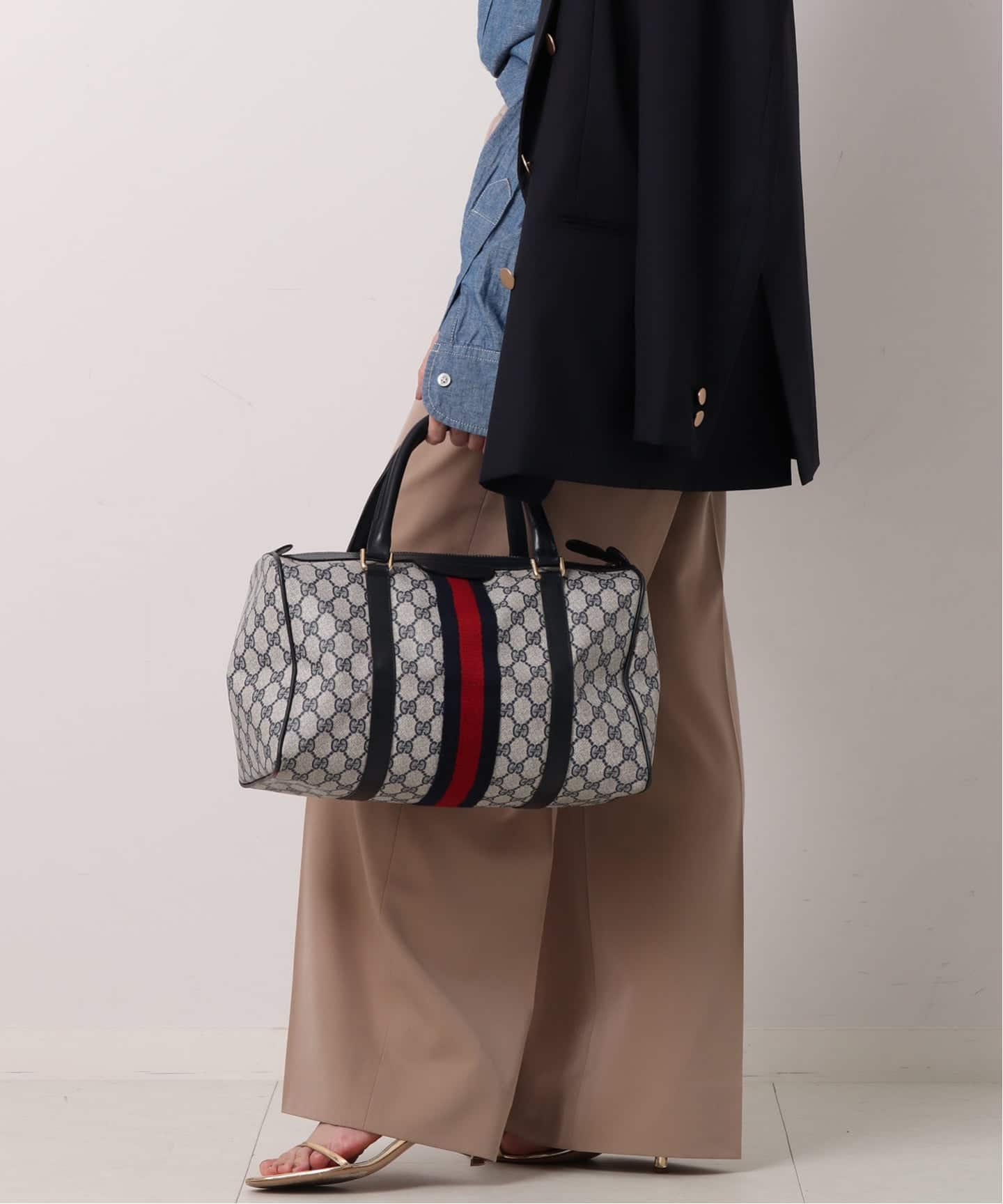 VINTAGE GUCCI/グッチ】ボストンバッグ gg web（ボストンバッグ