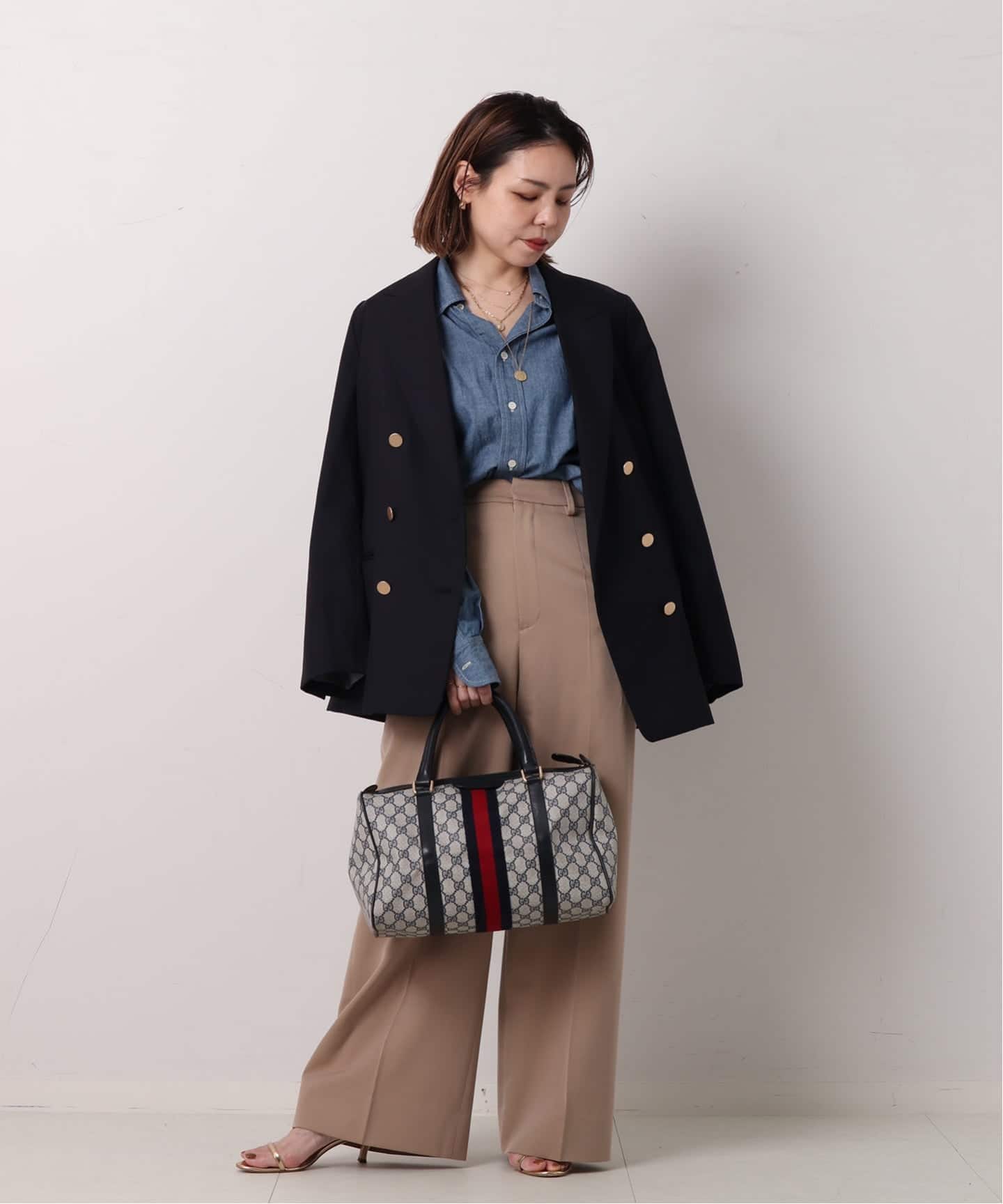 VINTAGE GUCCI/グッチ】ボストンバッグ gg web（ボストンバッグ