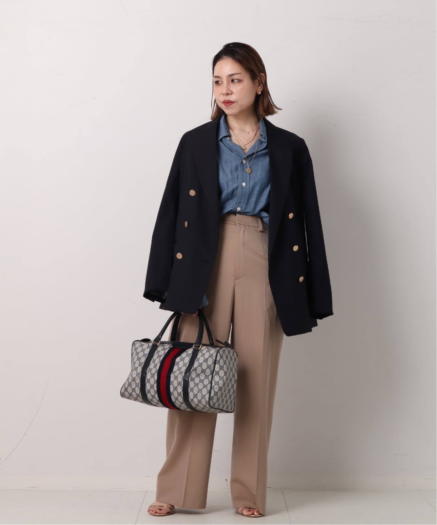 VINTAGE GUCCI/グッチ】ボストンバッグ gg web（ボストンバッグ