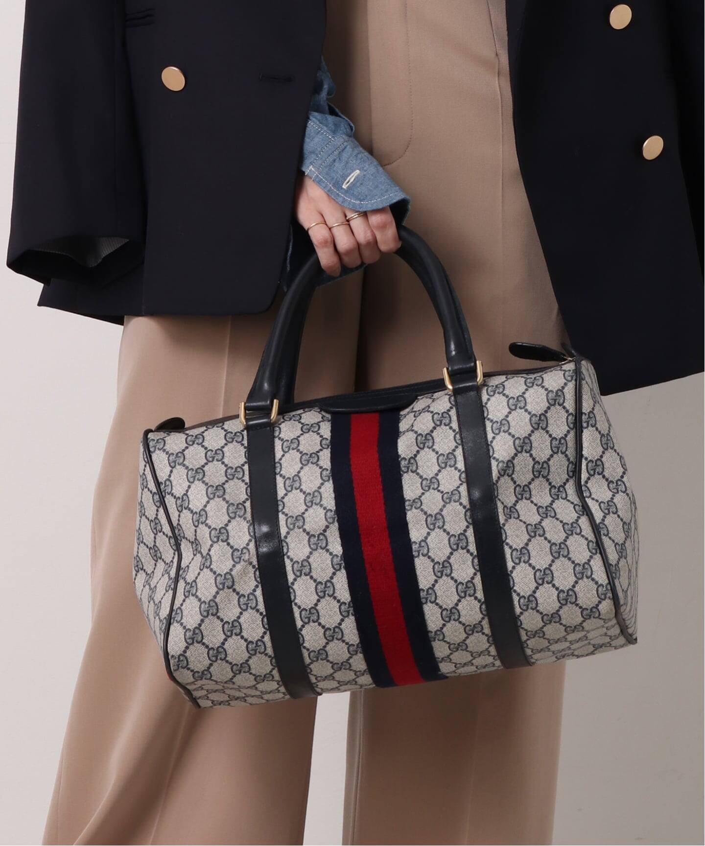 VINTAGE GUCCI/グッチ】ボストンバッグ gg web（ボストンバッグ 