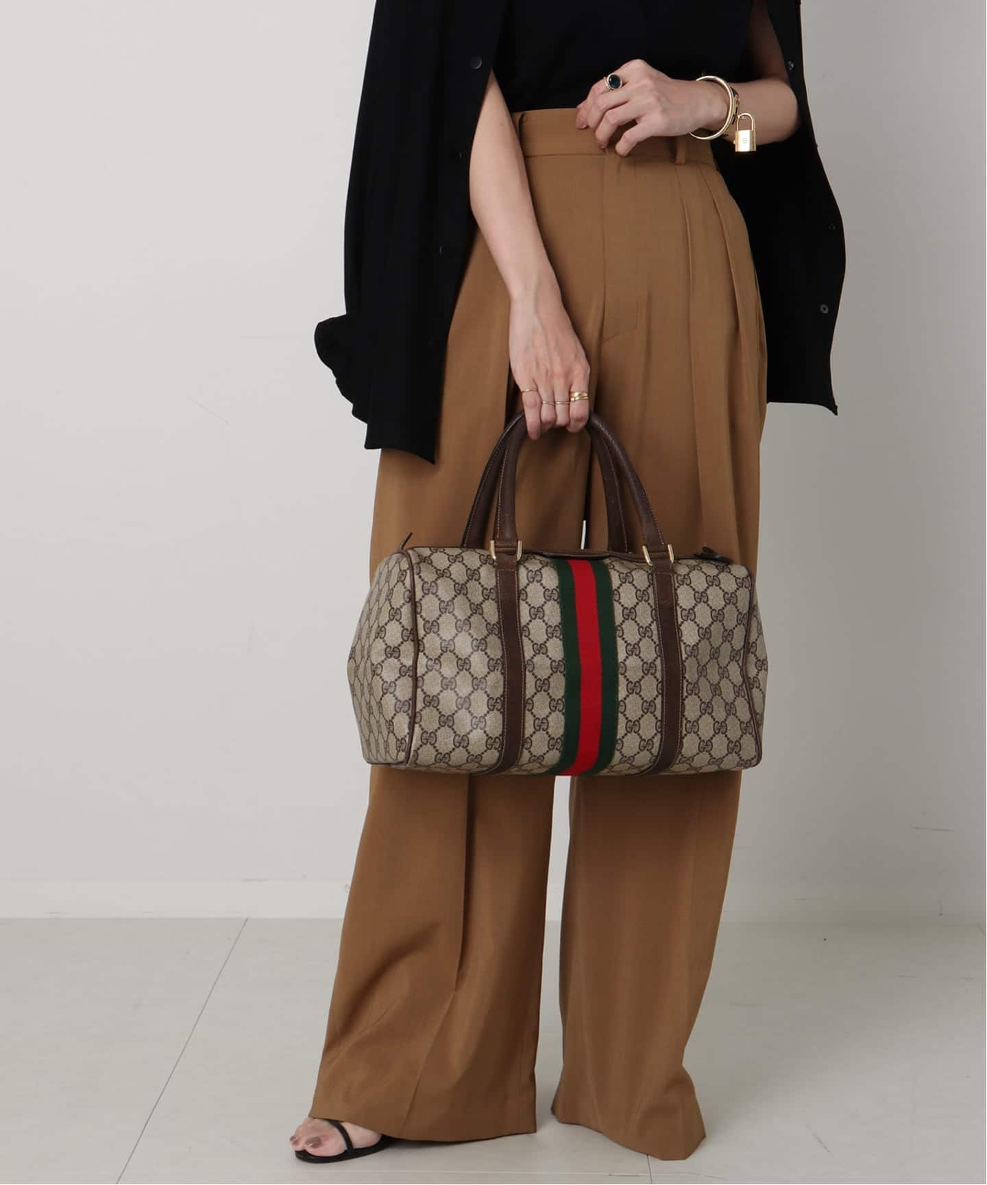 VINTAGE GUCCI /グッチ】ボストンバッグ gg web（ボストンバッグ