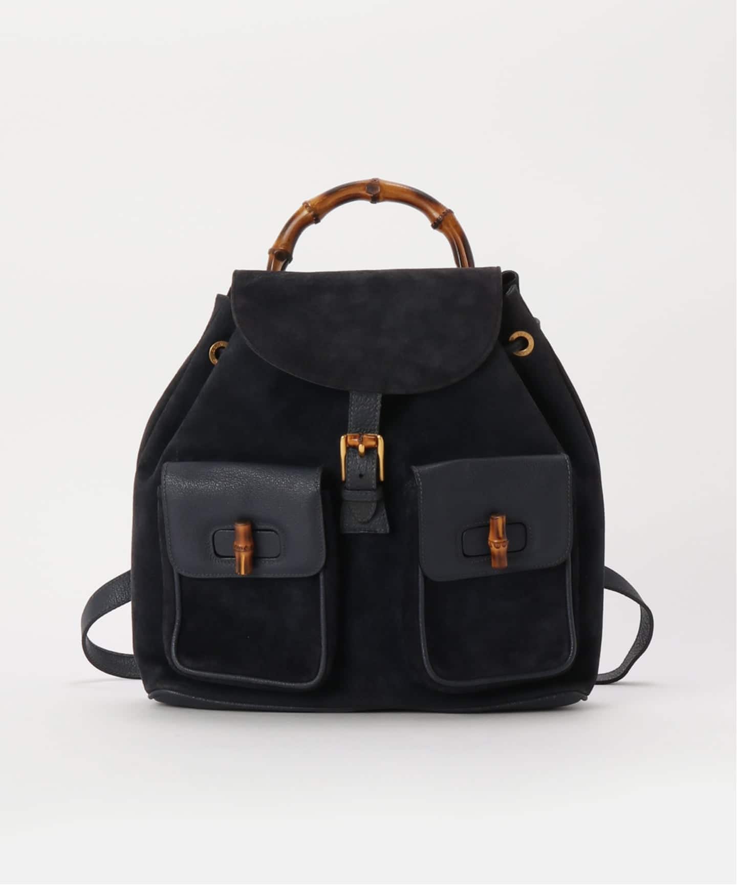 GUCCI 黒 スエード バックパックバンブー GUCCI 黒 スエード バックパックバンブー Gucci Bamboo 黒 スエード
