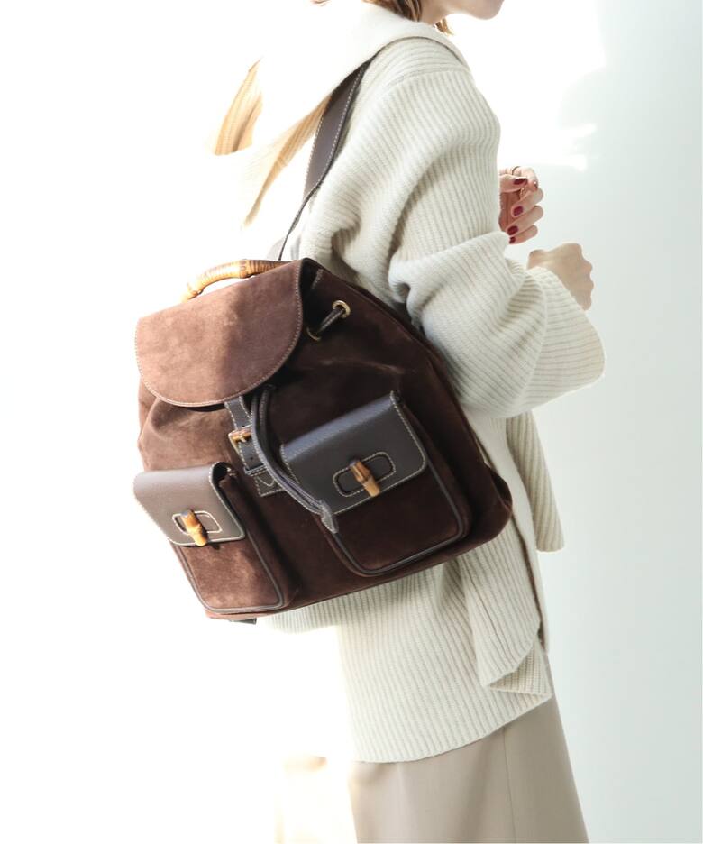 VINTAGE GUCCI/グッチ】Bamboo backpack suede（バックパック 