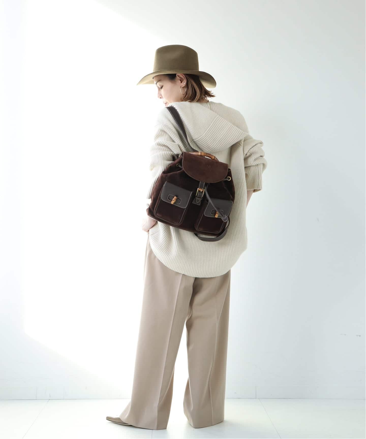 VINTAGE GUCCI/グッチ】Bamboo backpack suede（バックパック