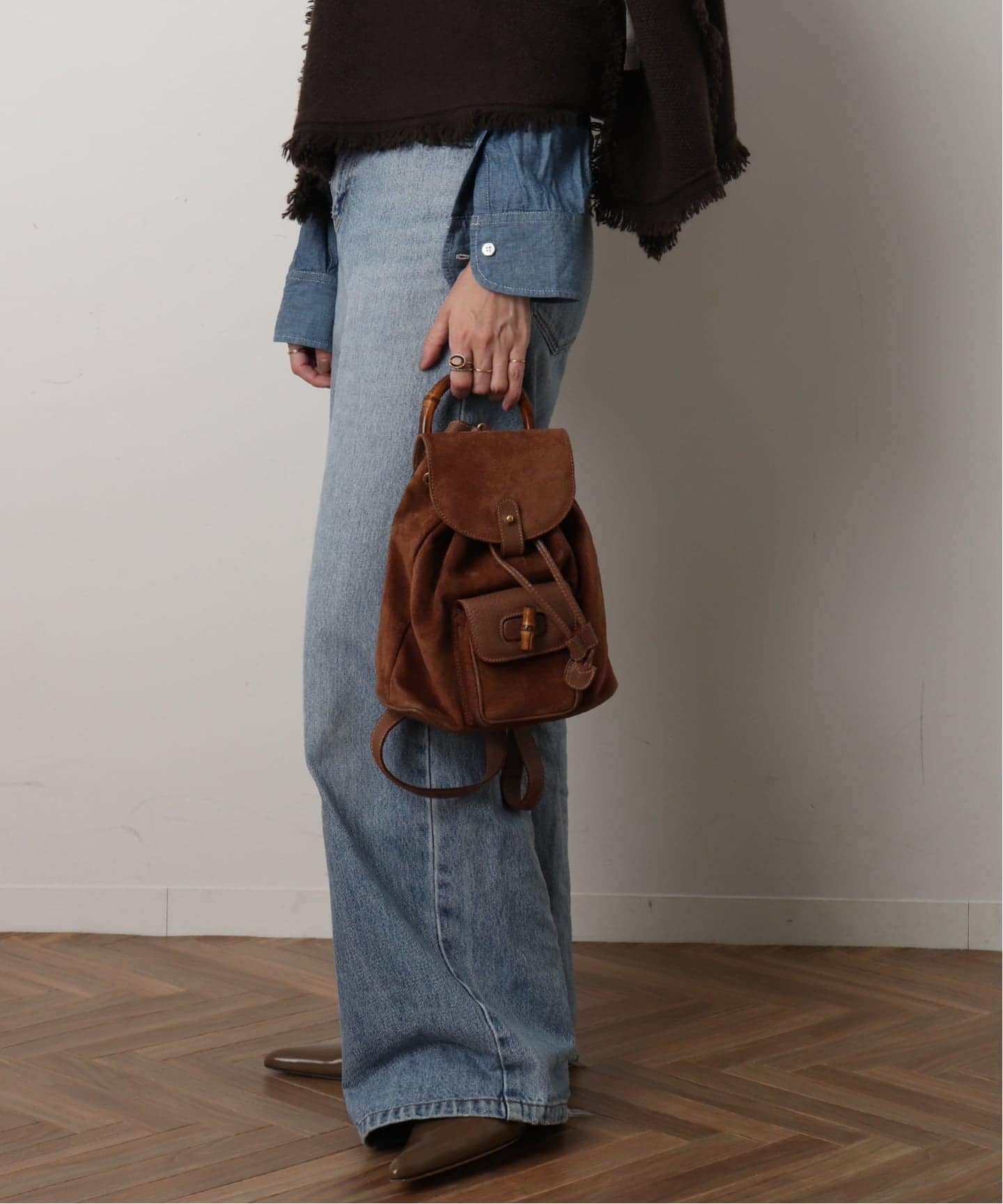 VINTAGE GUCCI/グッチ】 Bamboo バックパック ミニ suede（バック