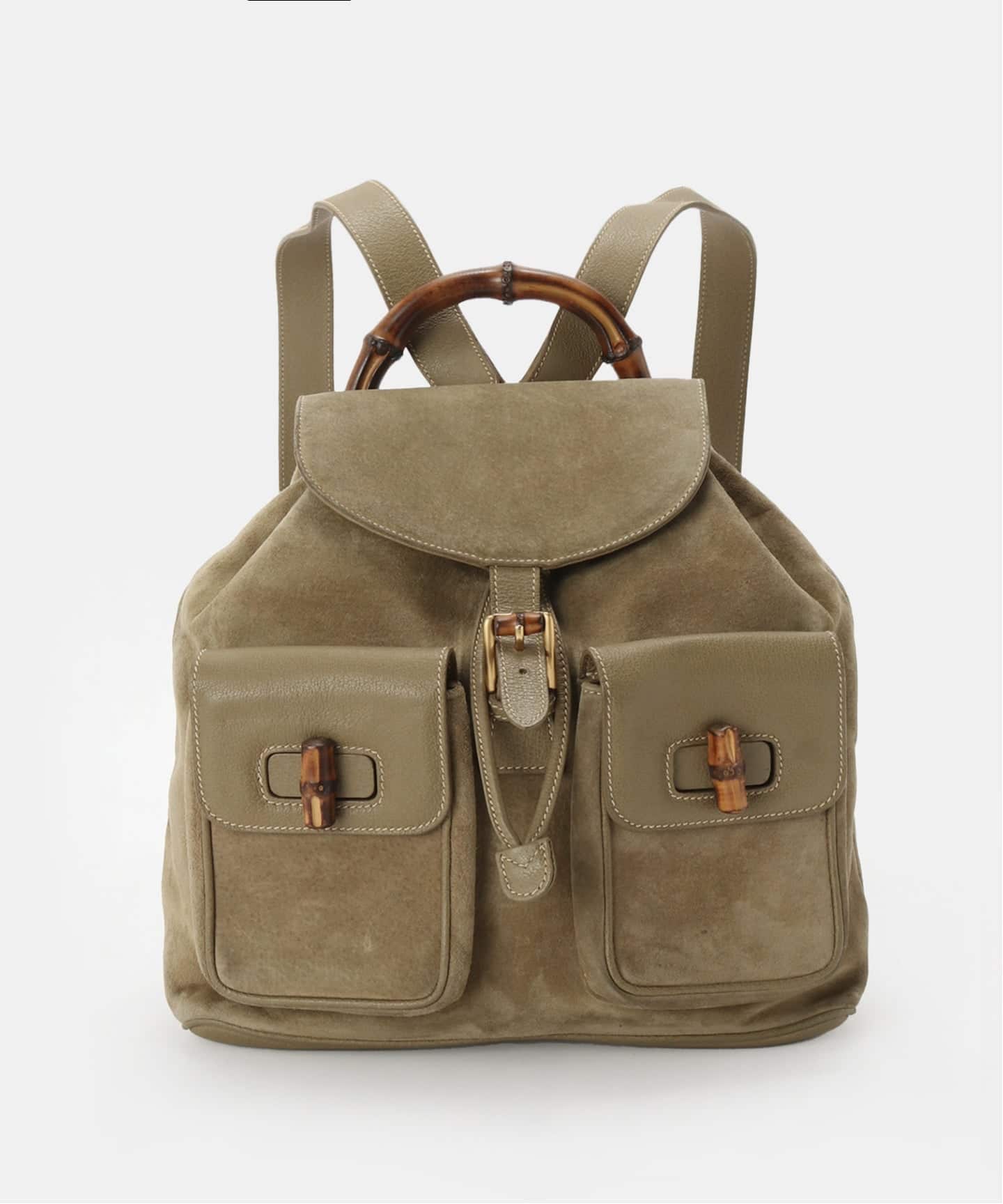 VINTAGE GUCCI/グッチ】 Bamboo バックパック suede（バックパック