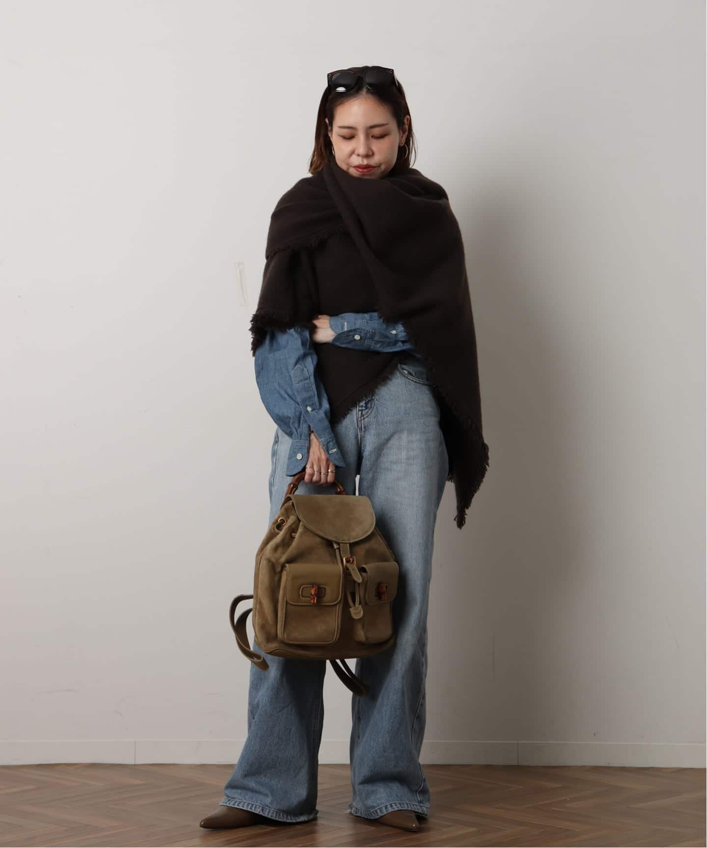 VINTAGE GUCCI/グッチ】 Bamboo バックパック suede（バックパック