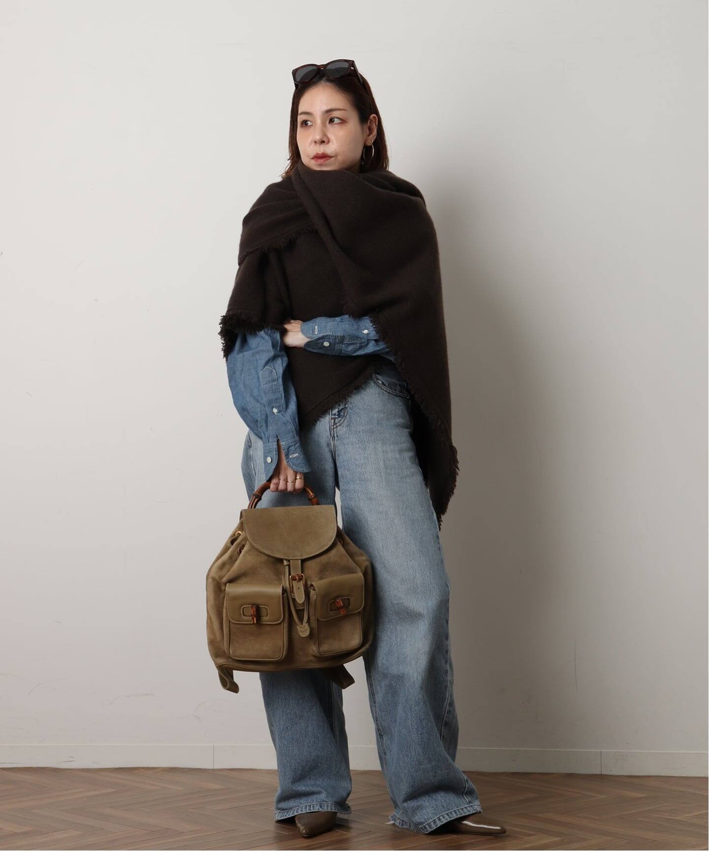 VINTAGE GUCCI/グッチ】 Bamboo バックパック suede（バックパック